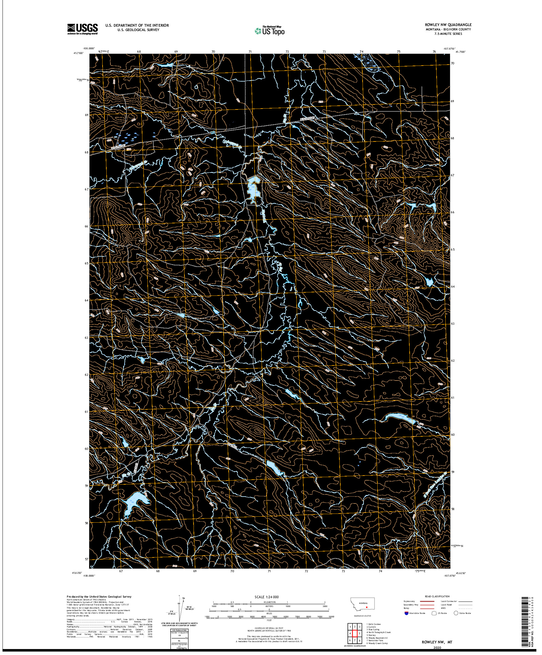 USGS US TOPO 7.5-MINUTE MAP FOR ROWLEY NW, MT 2020