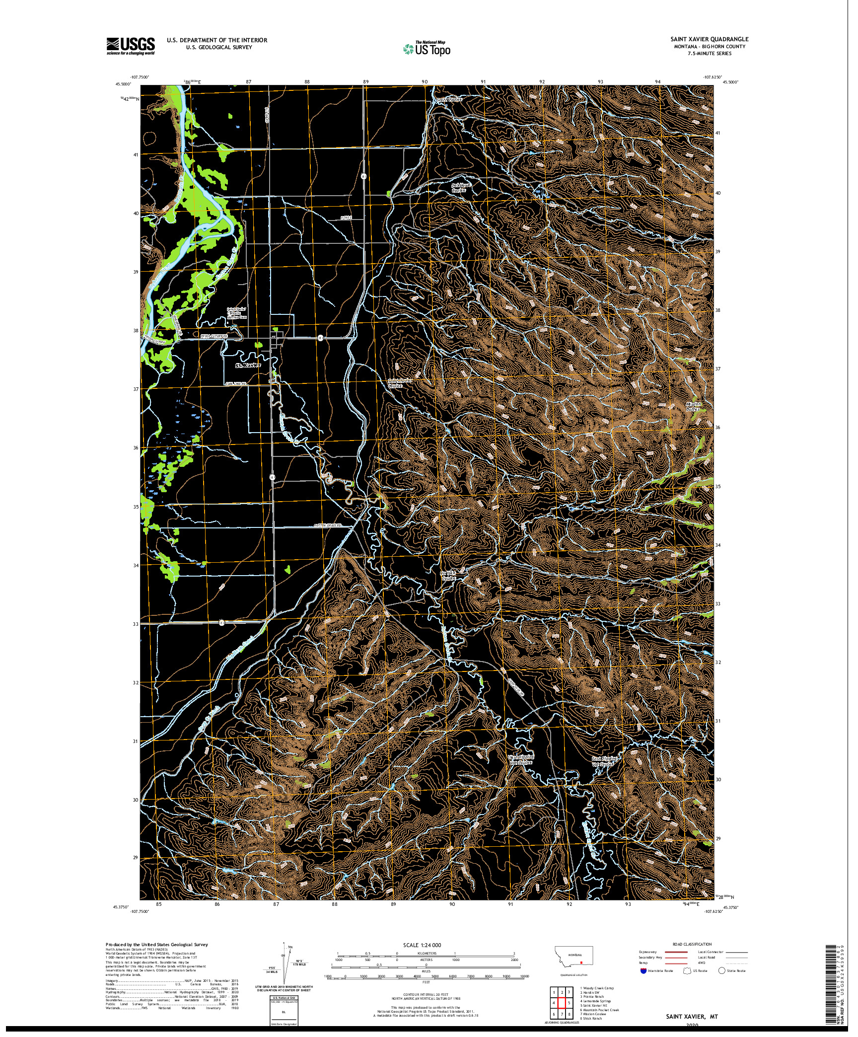 USGS US TOPO 7.5-MINUTE MAP FOR SAINT XAVIER, MT 2020