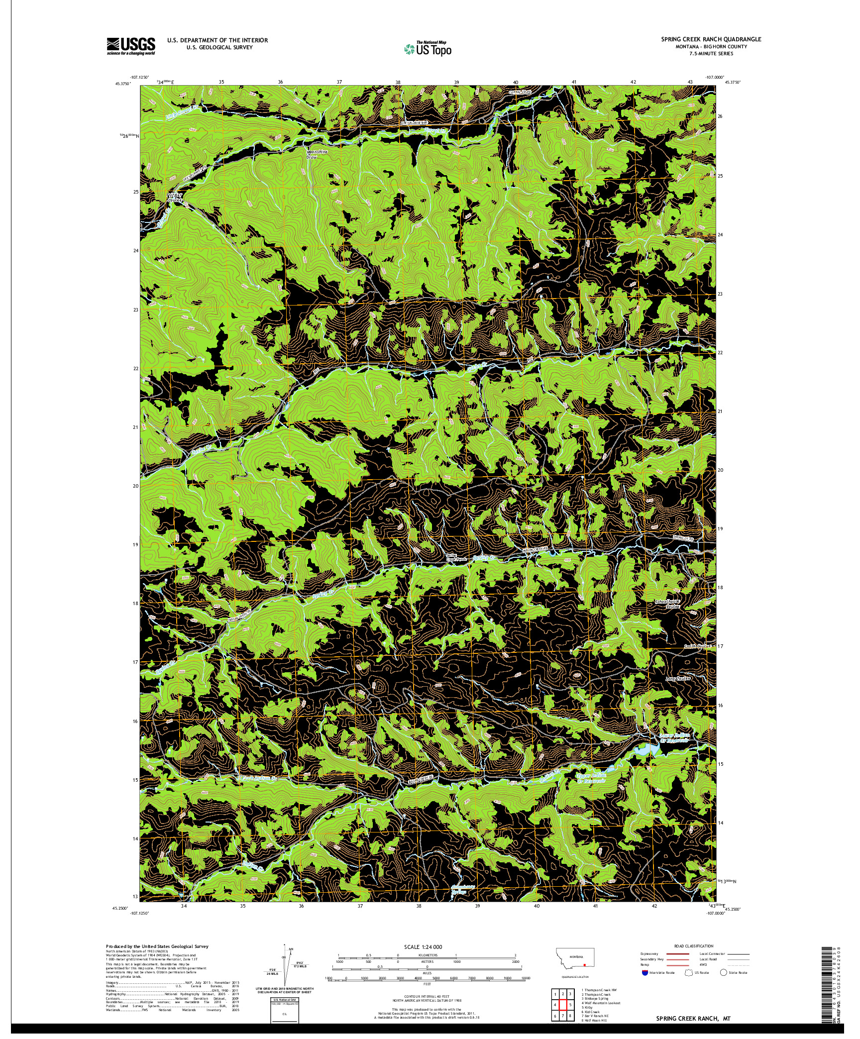 USGS US TOPO 7.5-MINUTE MAP FOR SPRING CREEK RANCH, MT 2020