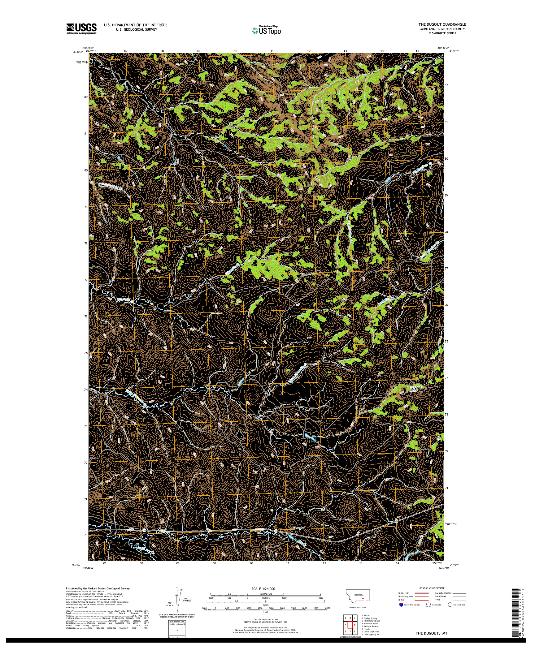 USGS US TOPO 7.5-MINUTE MAP FOR THE DUGOUT, MT 2020