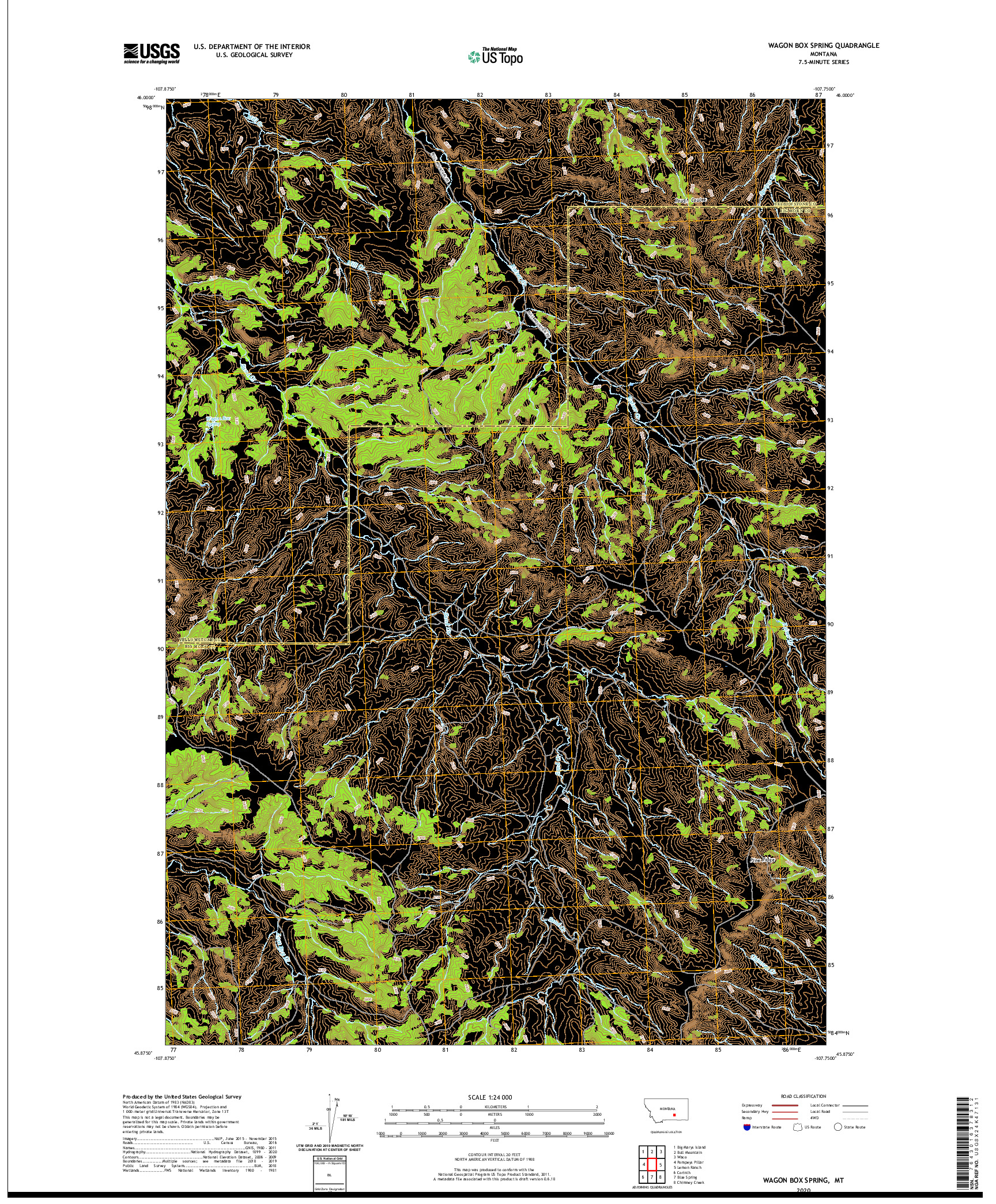 USGS US TOPO 7.5-MINUTE MAP FOR WAGON BOX SPRING, MT 2020