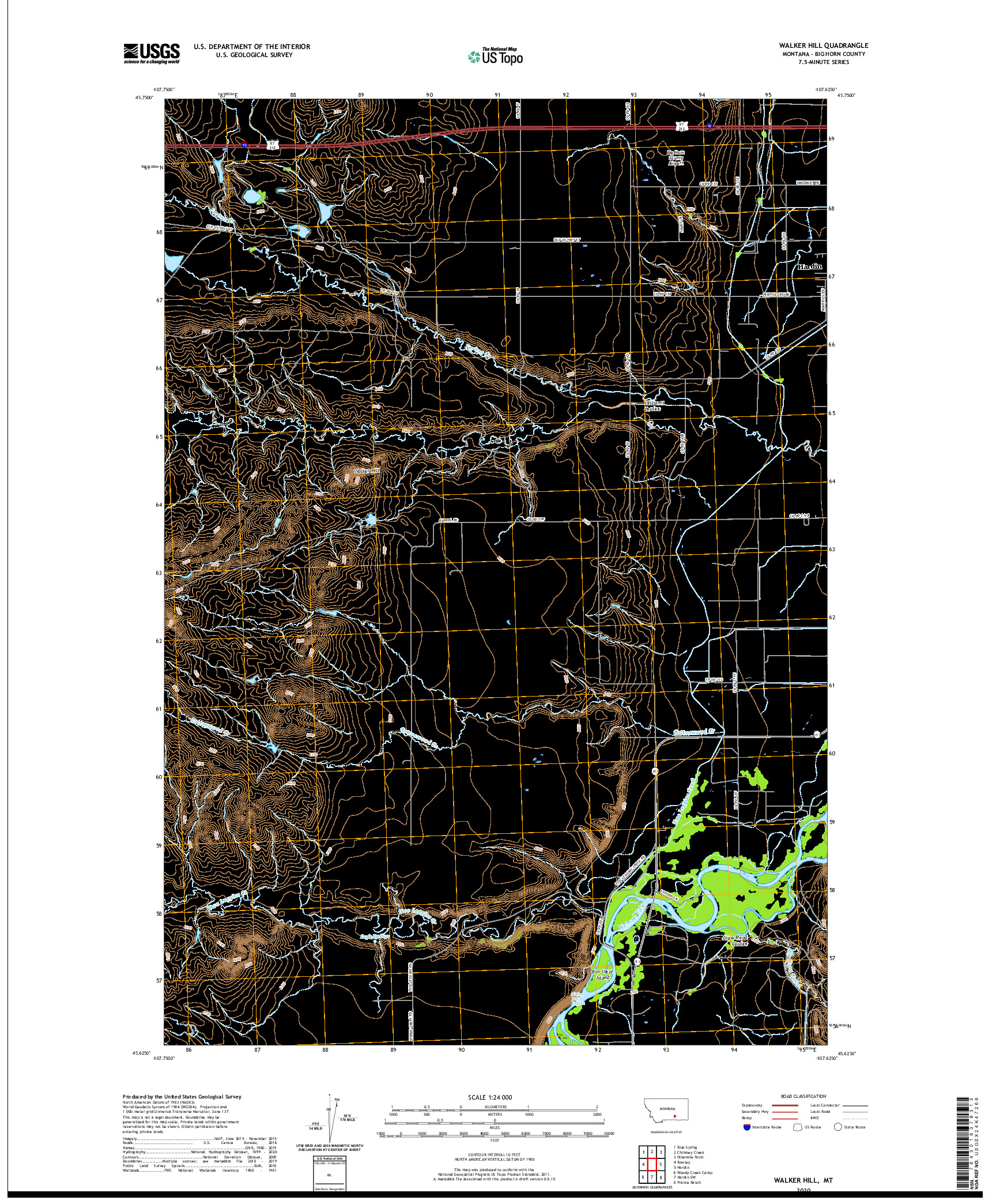 USGS US TOPO 7.5-MINUTE MAP FOR WALKER HILL, MT 2020