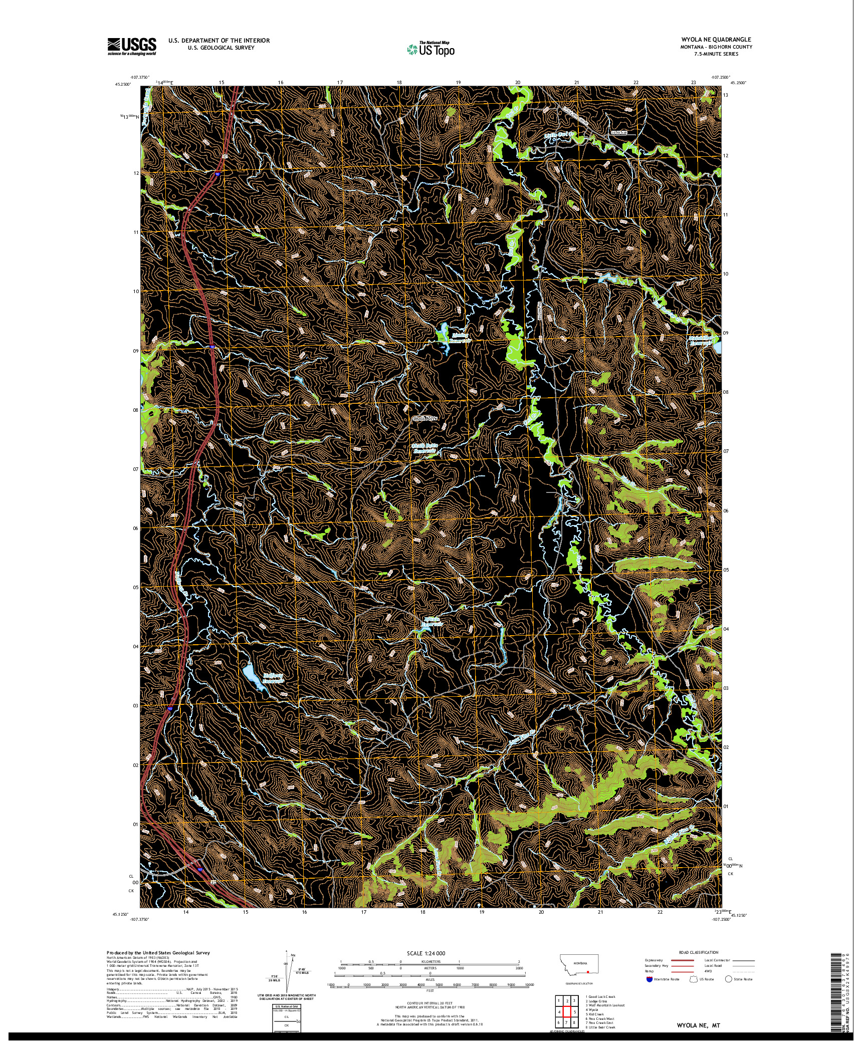 USGS US TOPO 7.5-MINUTE MAP FOR WYOLA NE, MT 2020