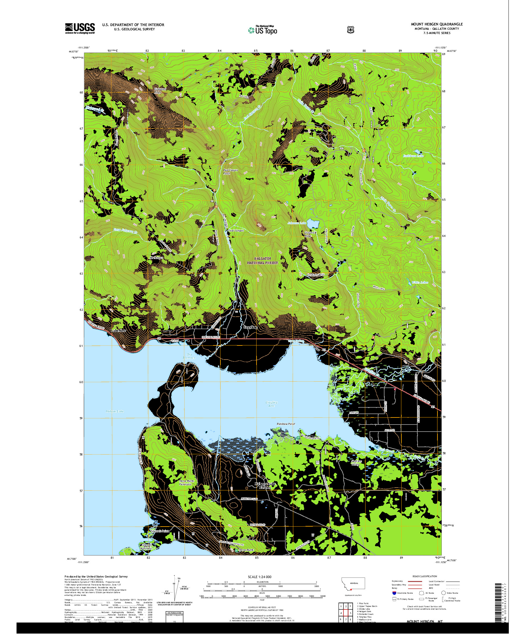 USGS US TOPO 7.5-MINUTE MAP FOR MOUNT HEBGEN, MT 2020