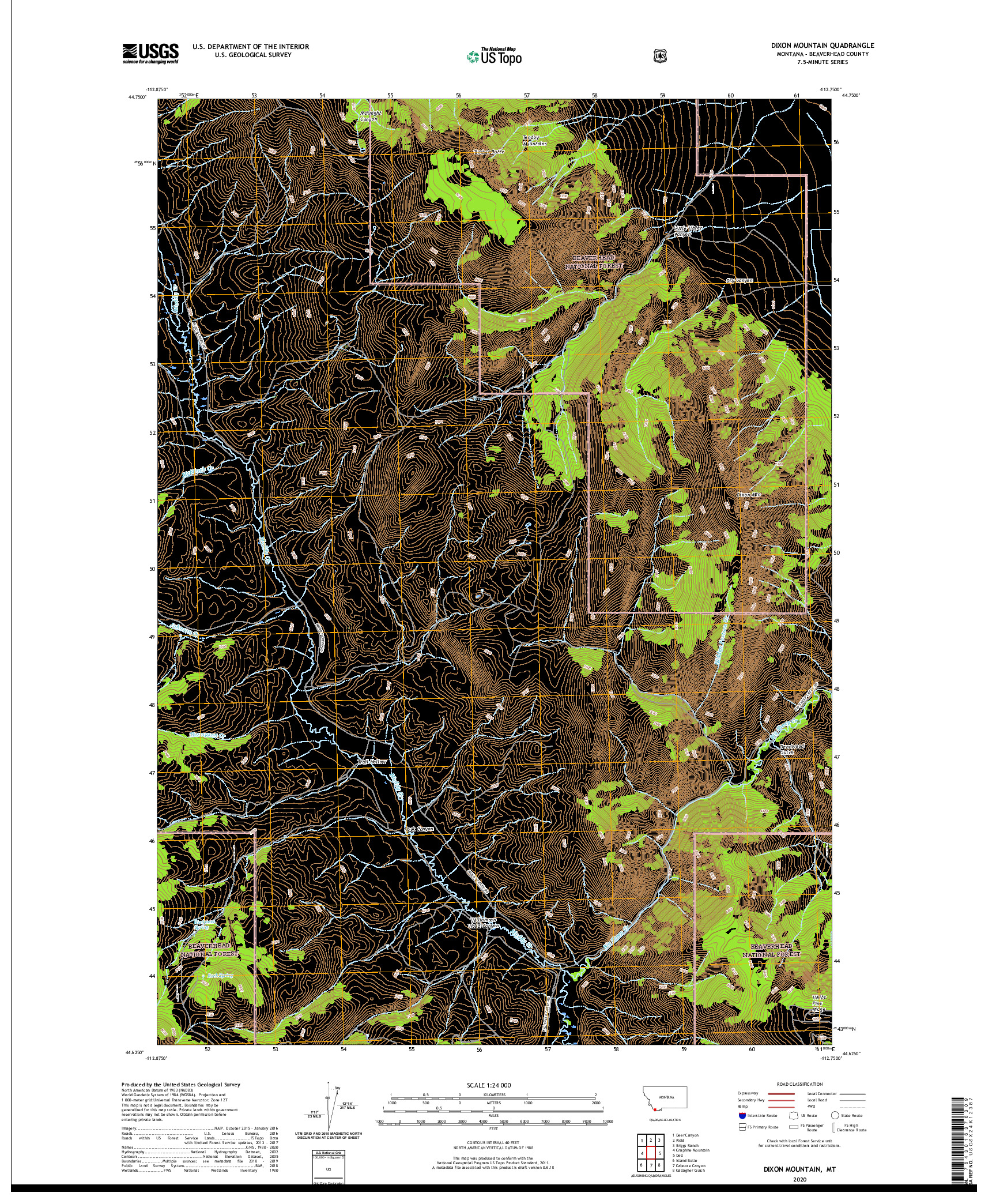 USGS US TOPO 7.5-MINUTE MAP FOR DIXON MOUNTAIN, MT 2020