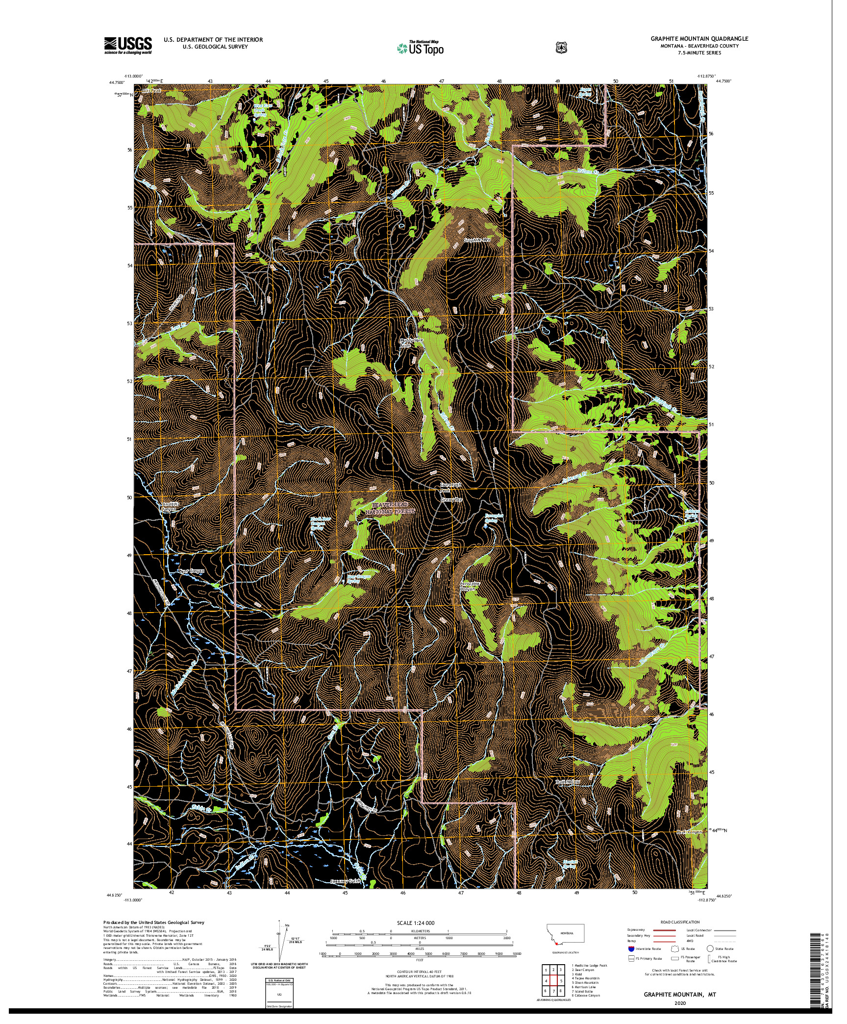 USGS US TOPO 7.5-MINUTE MAP FOR GRAPHITE MOUNTAIN, MT 2020