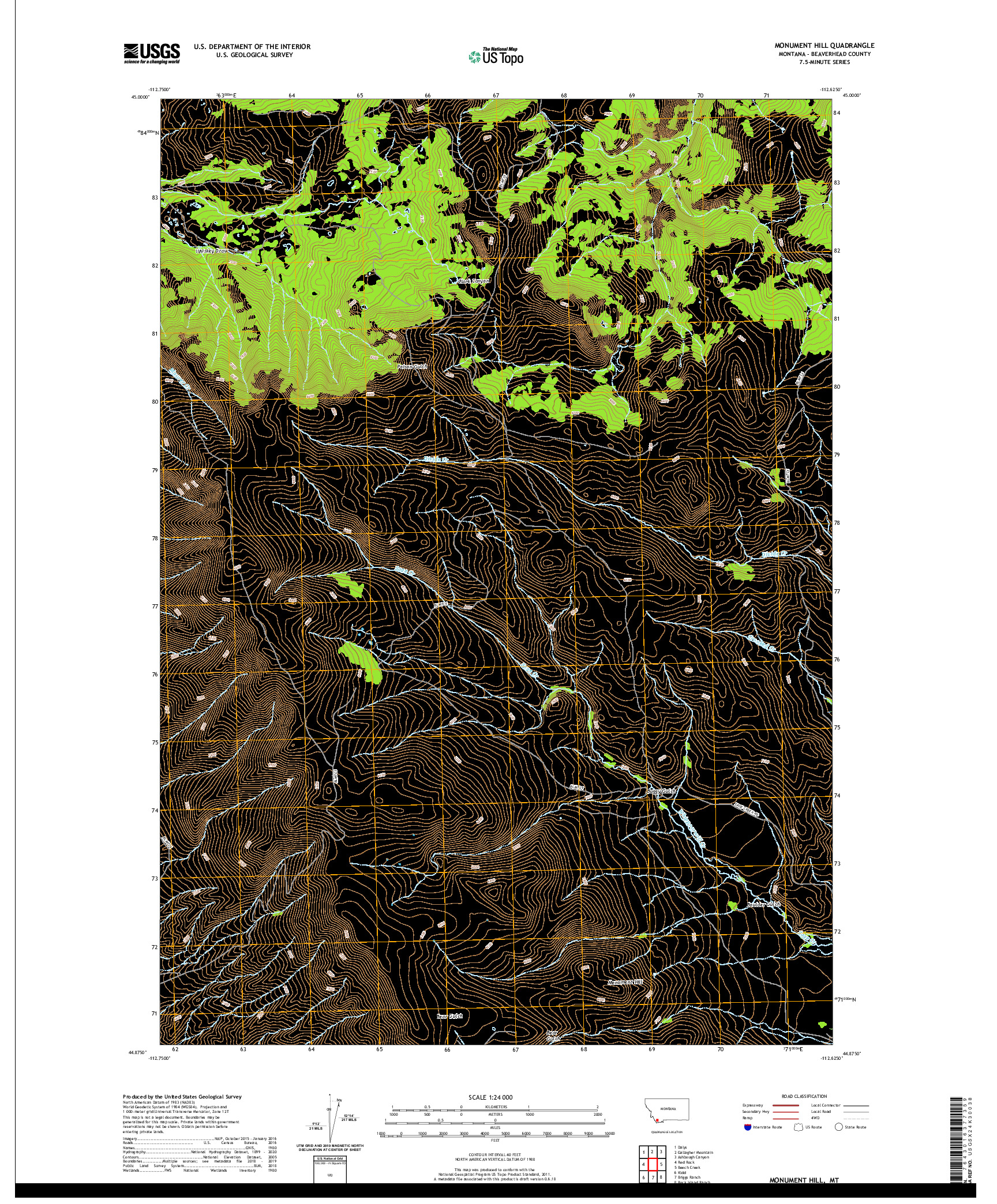 USGS US TOPO 7.5-MINUTE MAP FOR MONUMENT HILL, MT 2020