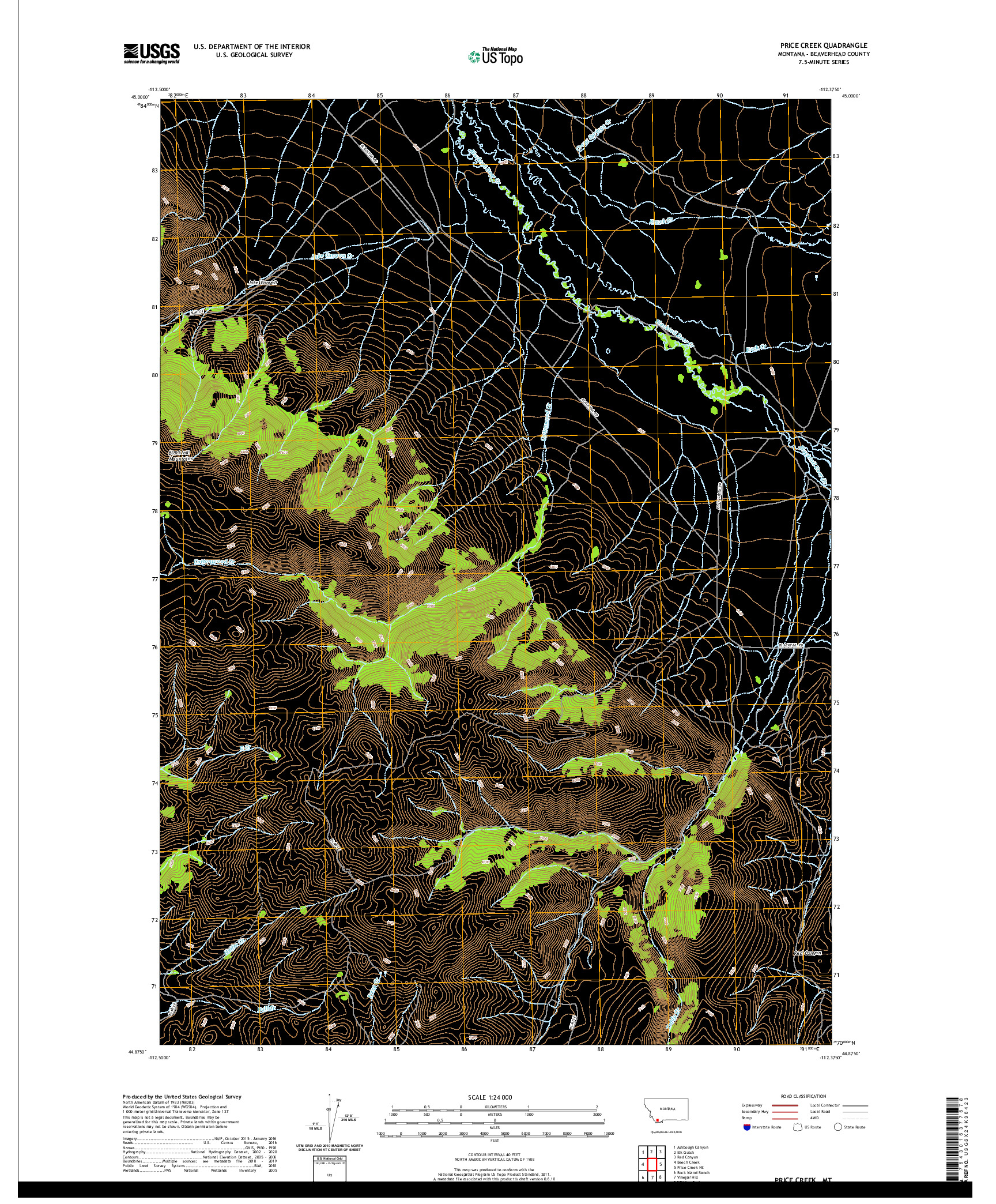 USGS US TOPO 7.5-MINUTE MAP FOR PRICE CREEK, MT 2020