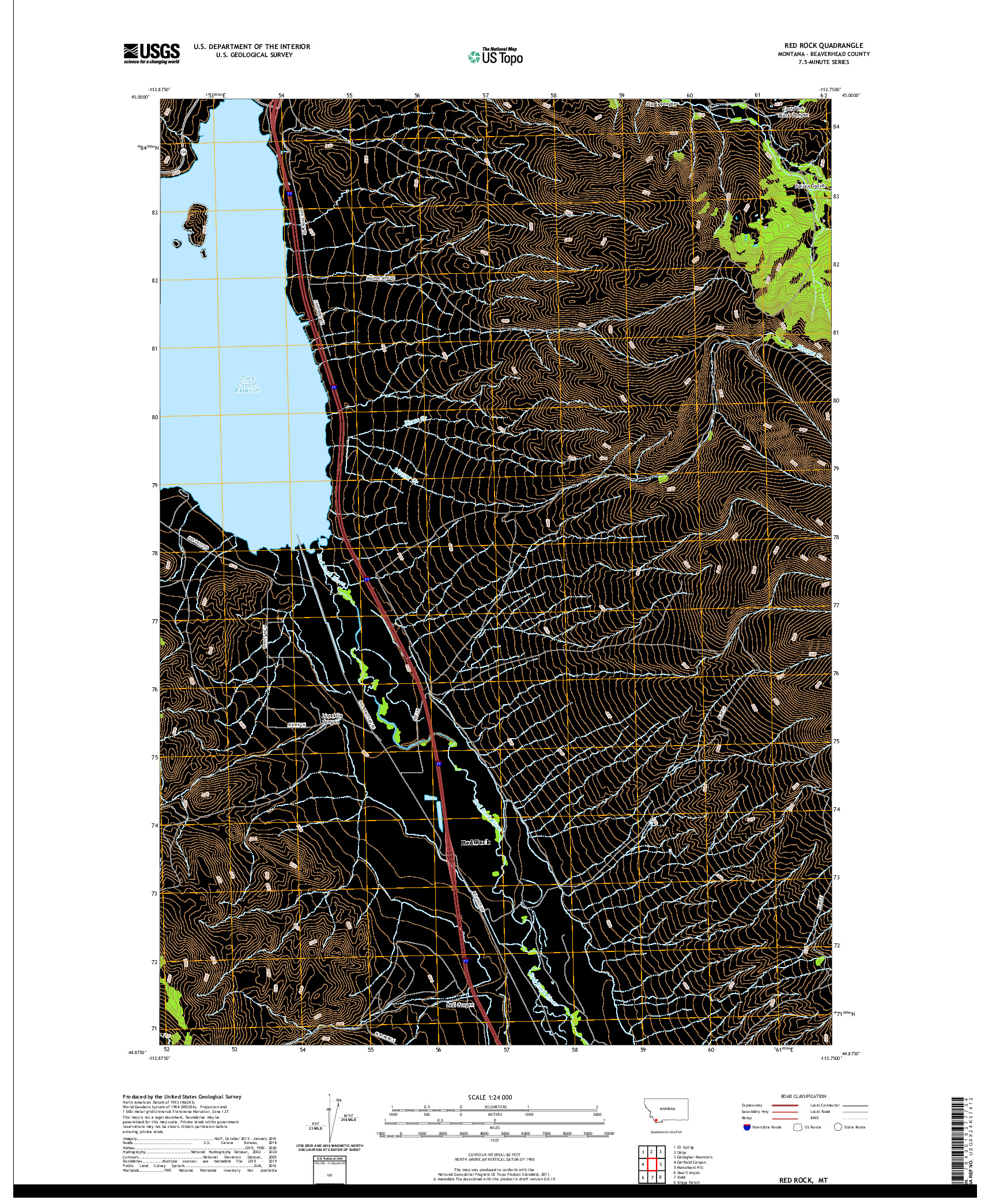 USGS US TOPO 7.5-MINUTE MAP FOR RED ROCK, MT 2020