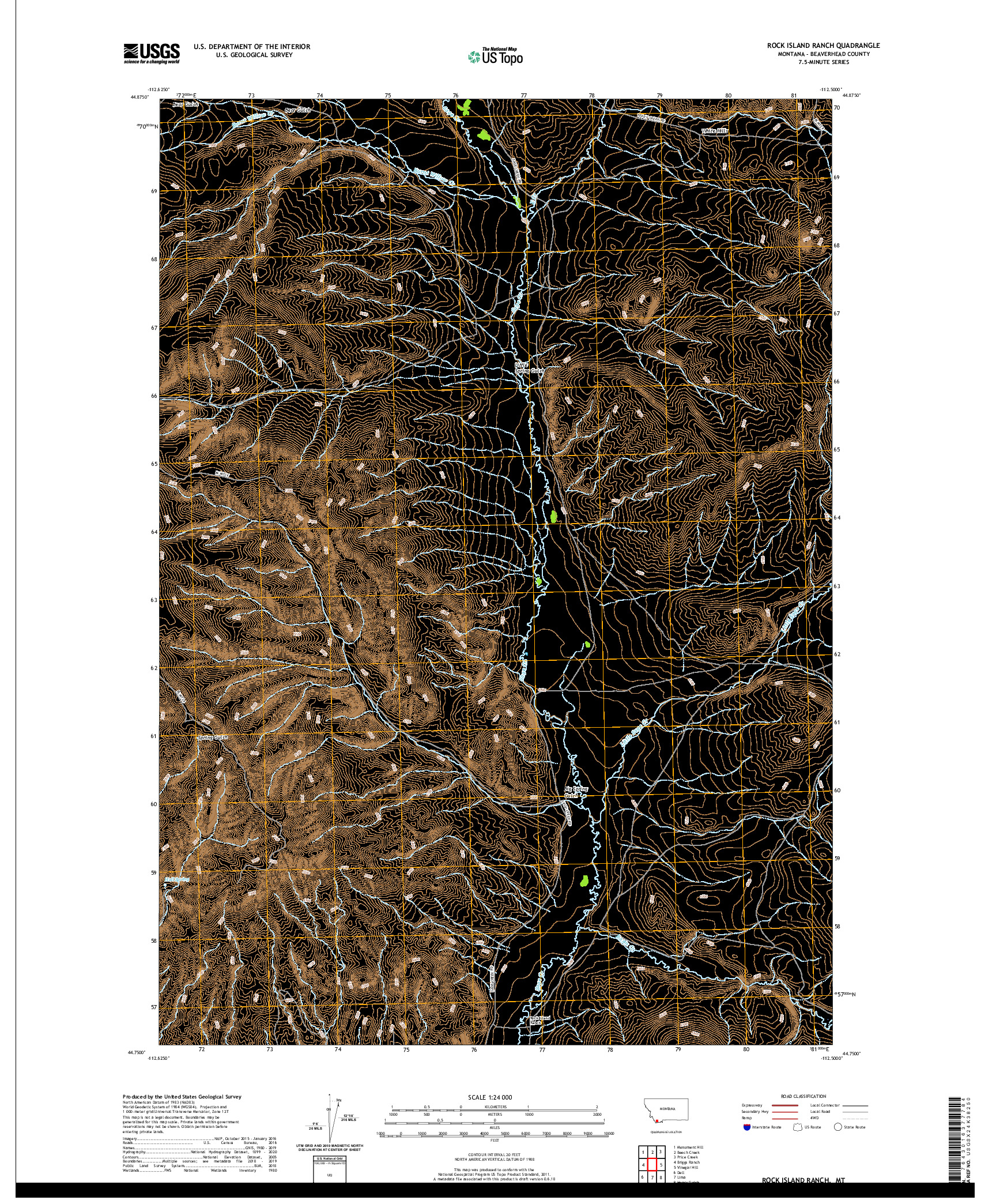 USGS US TOPO 7.5-MINUTE MAP FOR ROCK ISLAND RANCH, MT 2020