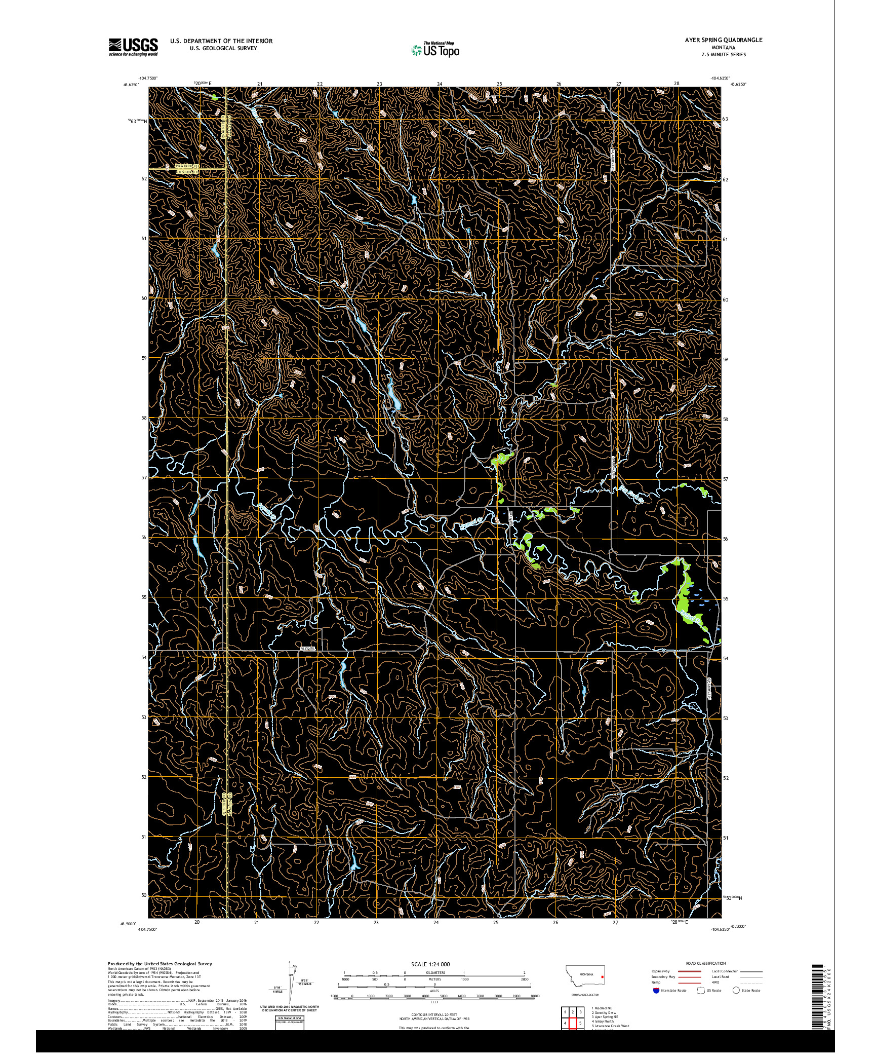 USGS US TOPO 7.5-MINUTE MAP FOR AYER SPRING, MT 2020