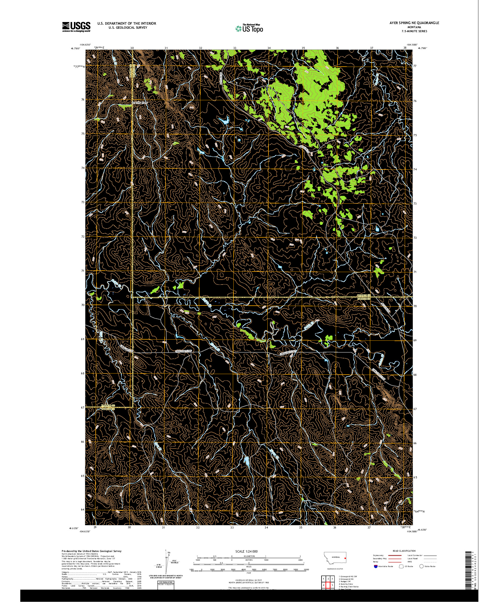 USGS US TOPO 7.5-MINUTE MAP FOR AYER SPRING NE, MT 2020