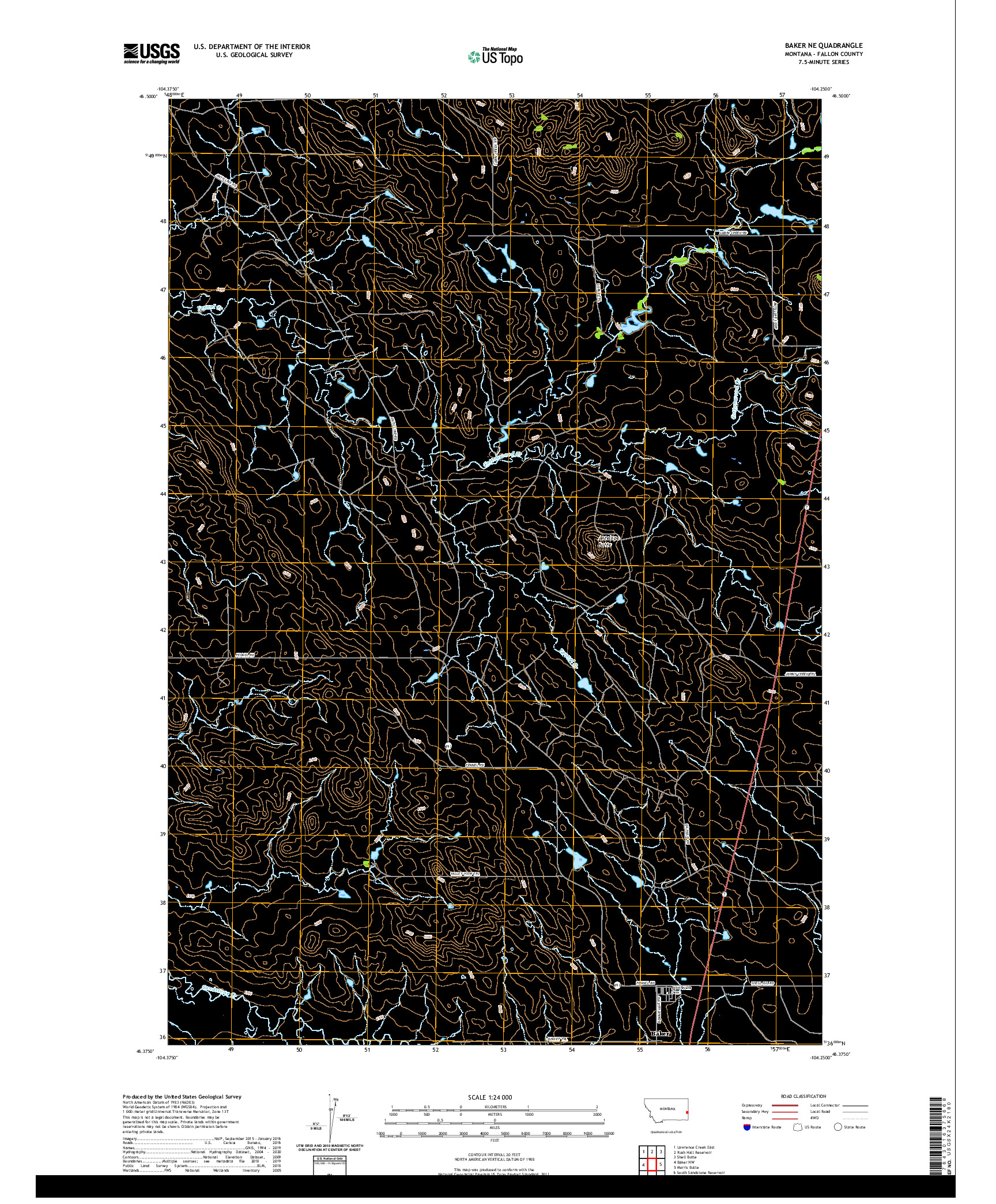 USGS US TOPO 7.5-MINUTE MAP FOR BAKER NE, MT 2020