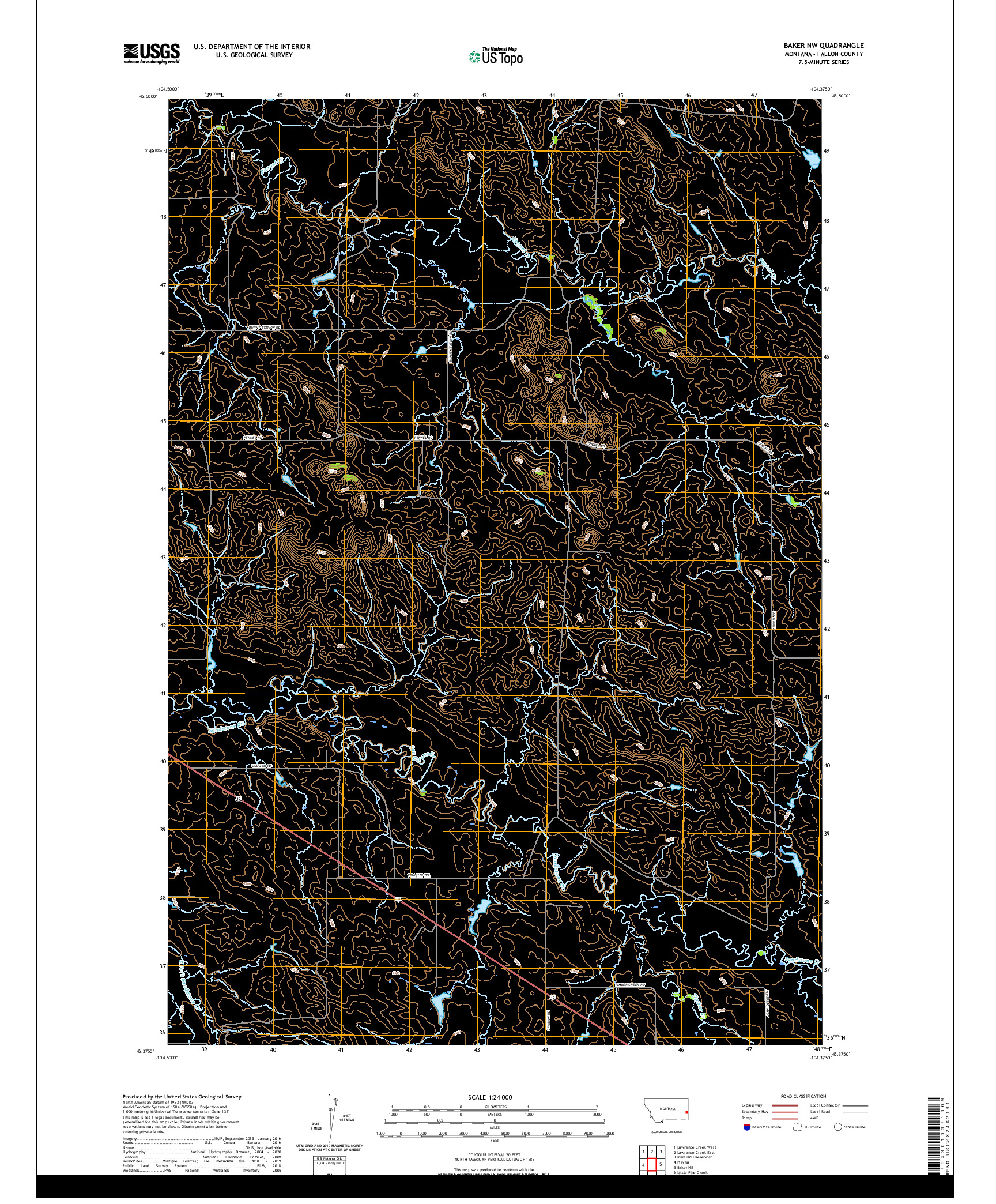 USGS US TOPO 7.5-MINUTE MAP FOR BAKER NW, MT 2020