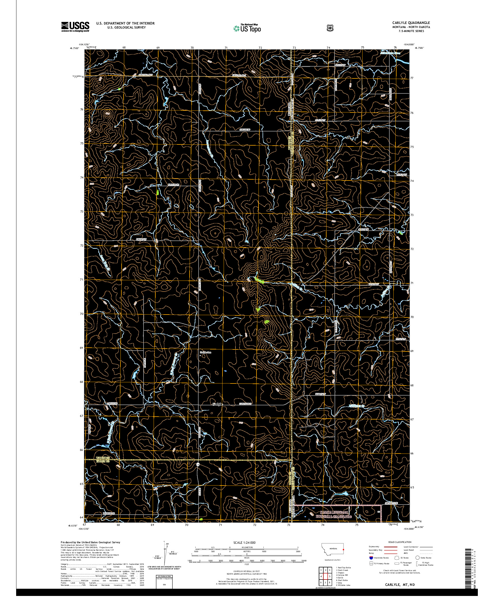 USGS US TOPO 7.5-MINUTE MAP FOR CARLYLE, MT,ND 2020