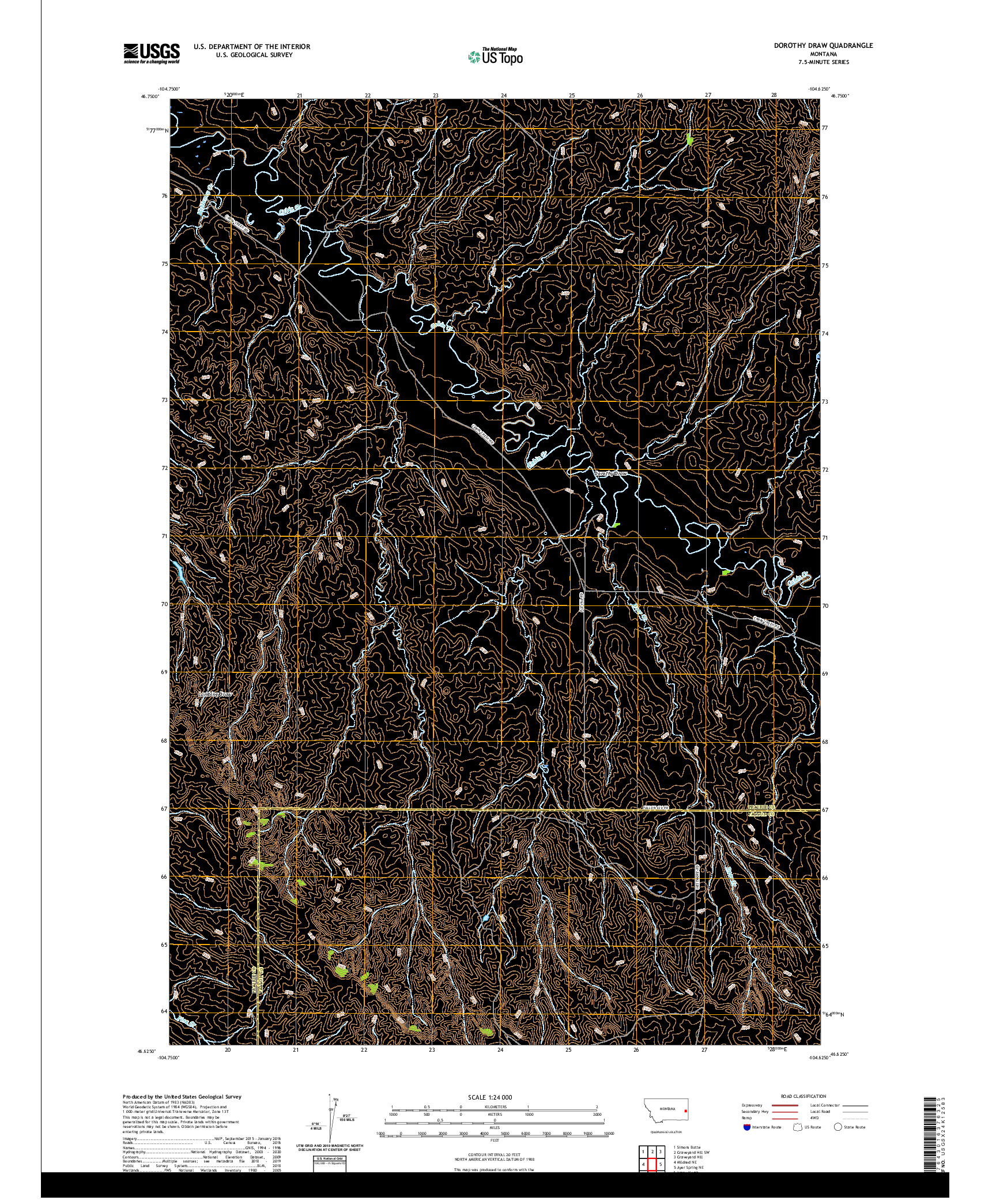 USGS US TOPO 7.5-MINUTE MAP FOR DOROTHY DRAW, MT 2020