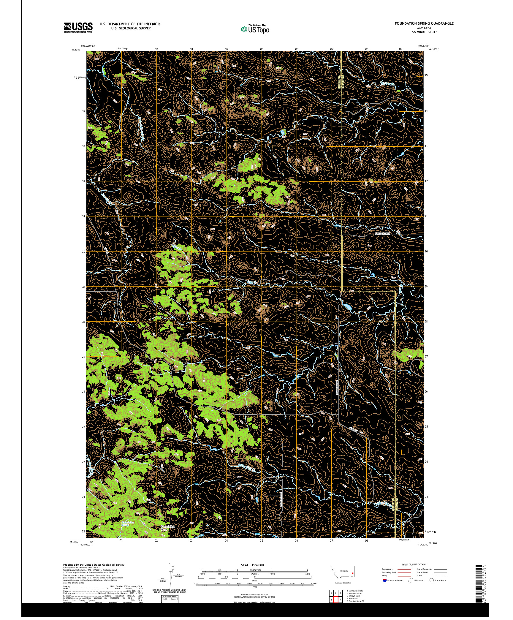 USGS US TOPO 7.5-MINUTE MAP FOR FOUNDATION SPRING, MT 2020