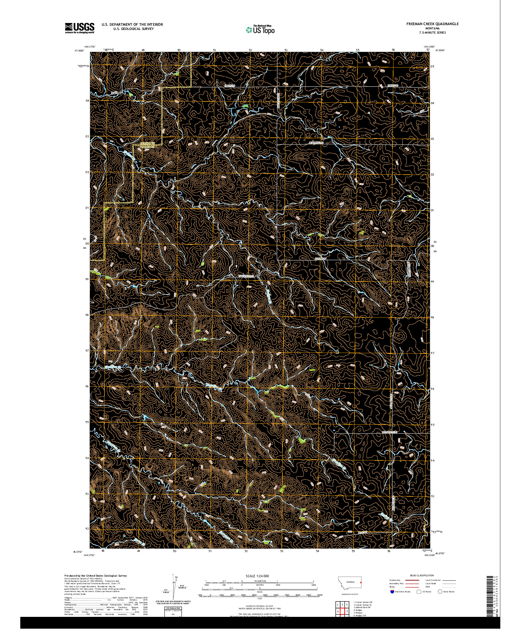 USGS US TOPO 7.5-MINUTE MAP FOR FREEMAN CREEK, MT 2020