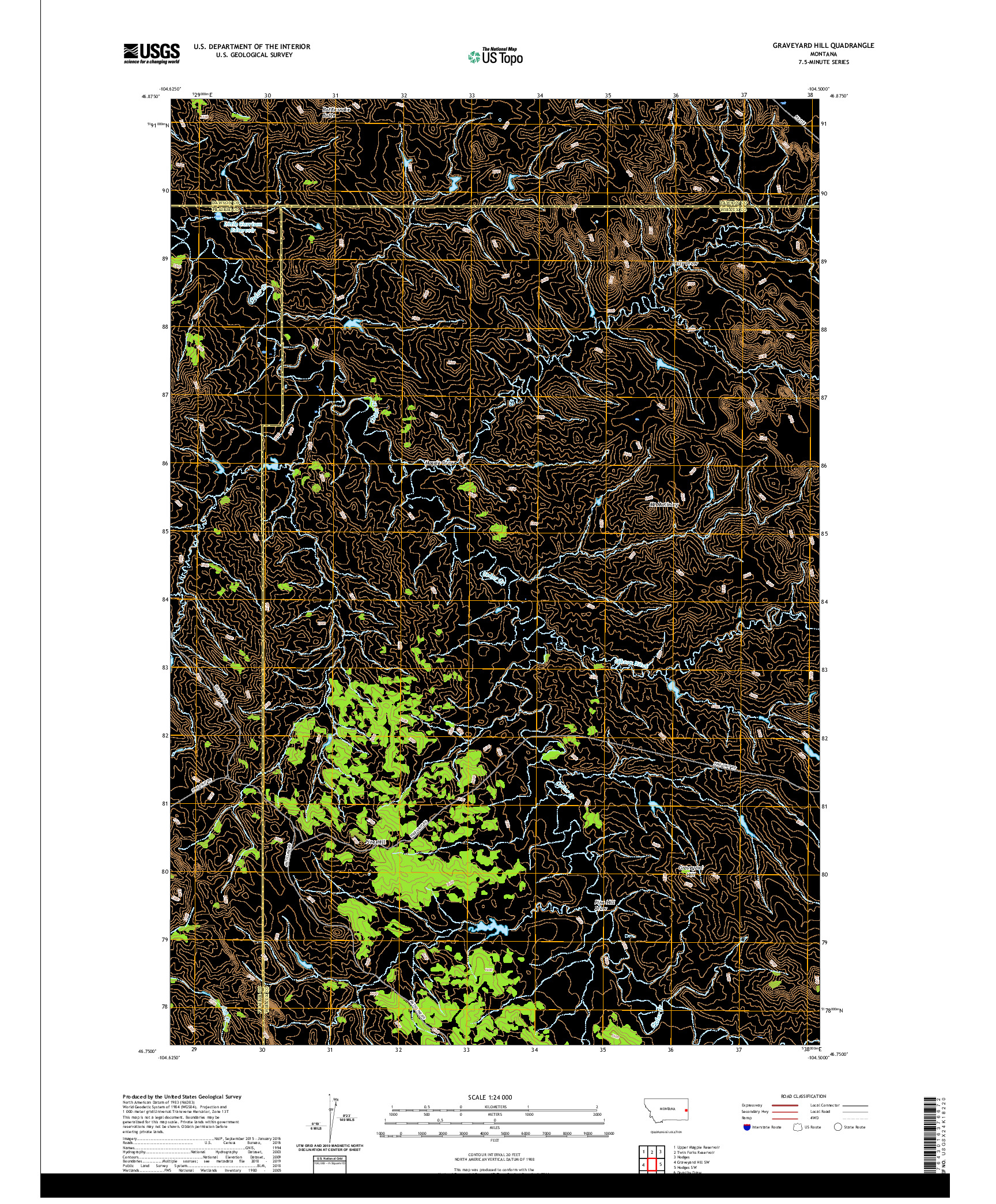 USGS US TOPO 7.5-MINUTE MAP FOR GRAVEYARD HILL, MT 2020