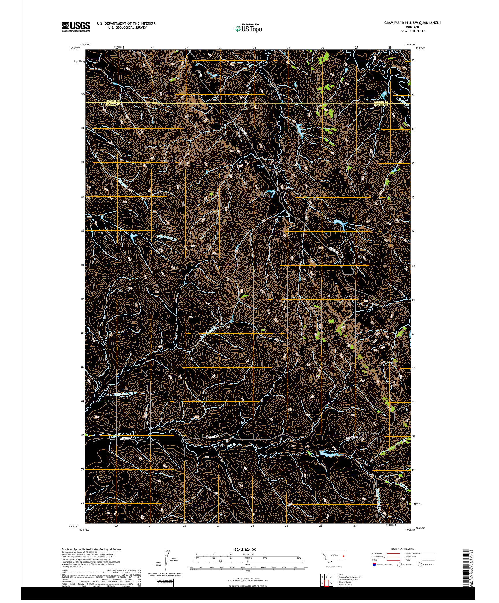 USGS US TOPO 7.5-MINUTE MAP FOR GRAVEYARD HILL SW, MT 2020