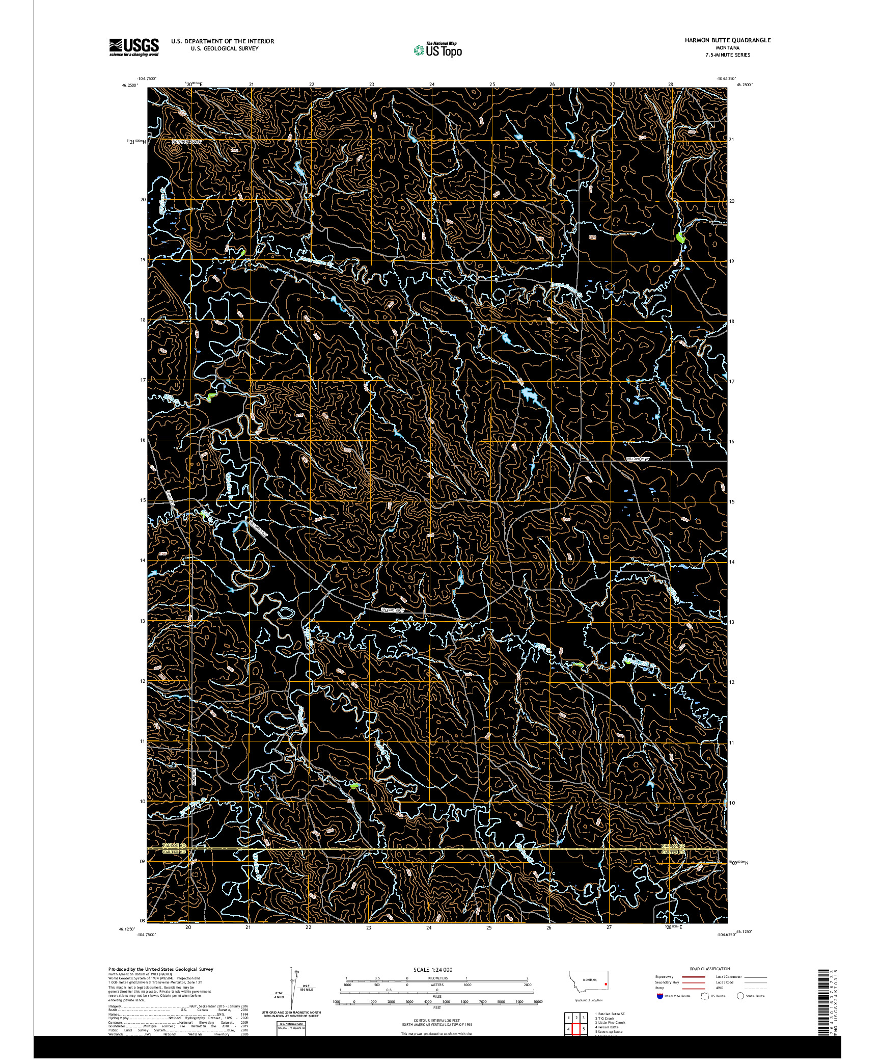 USGS US TOPO 7.5-MINUTE MAP FOR HARMON BUTTE, MT 2020