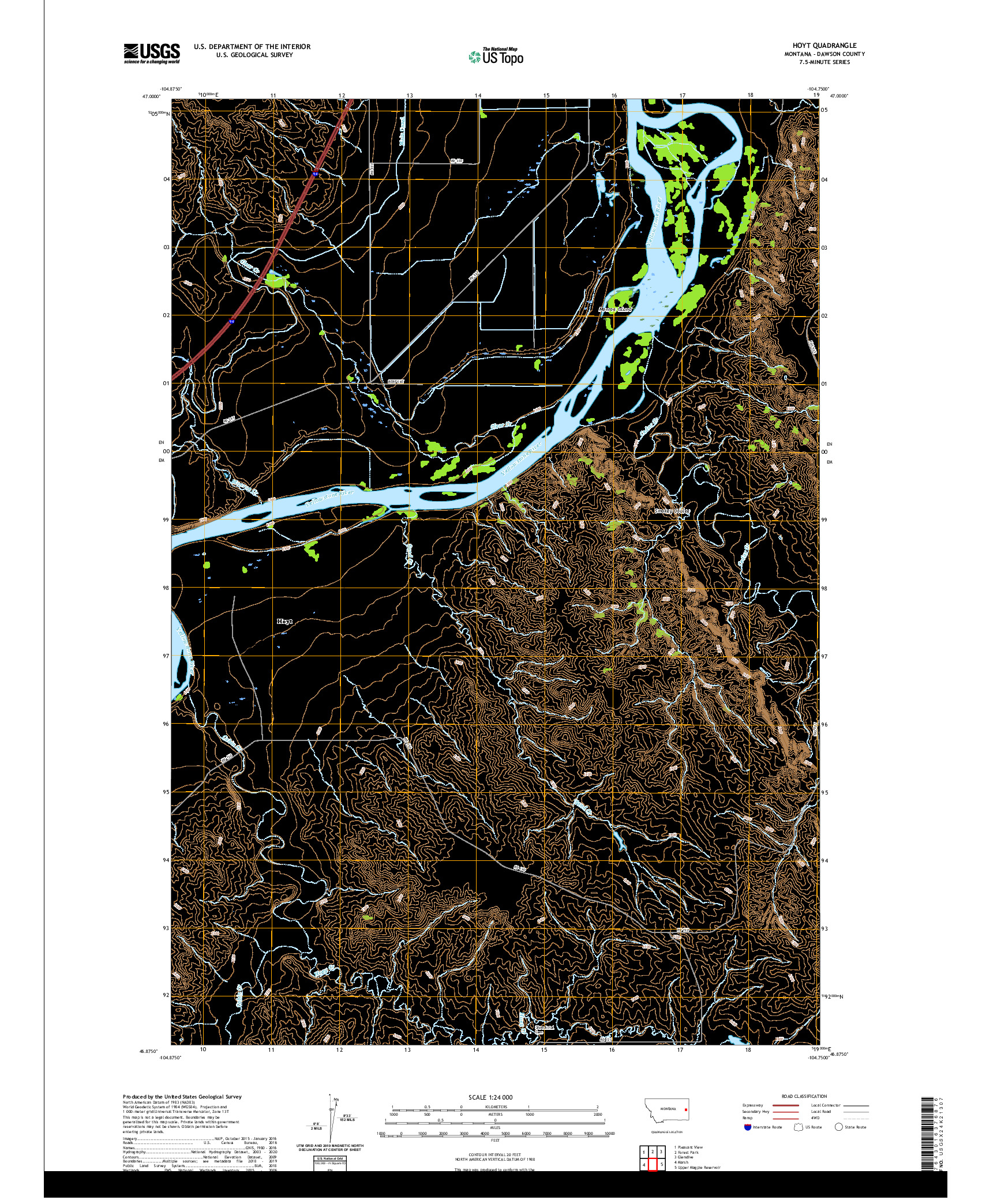 USGS US TOPO 7.5-MINUTE MAP FOR HOYT, MT 2020