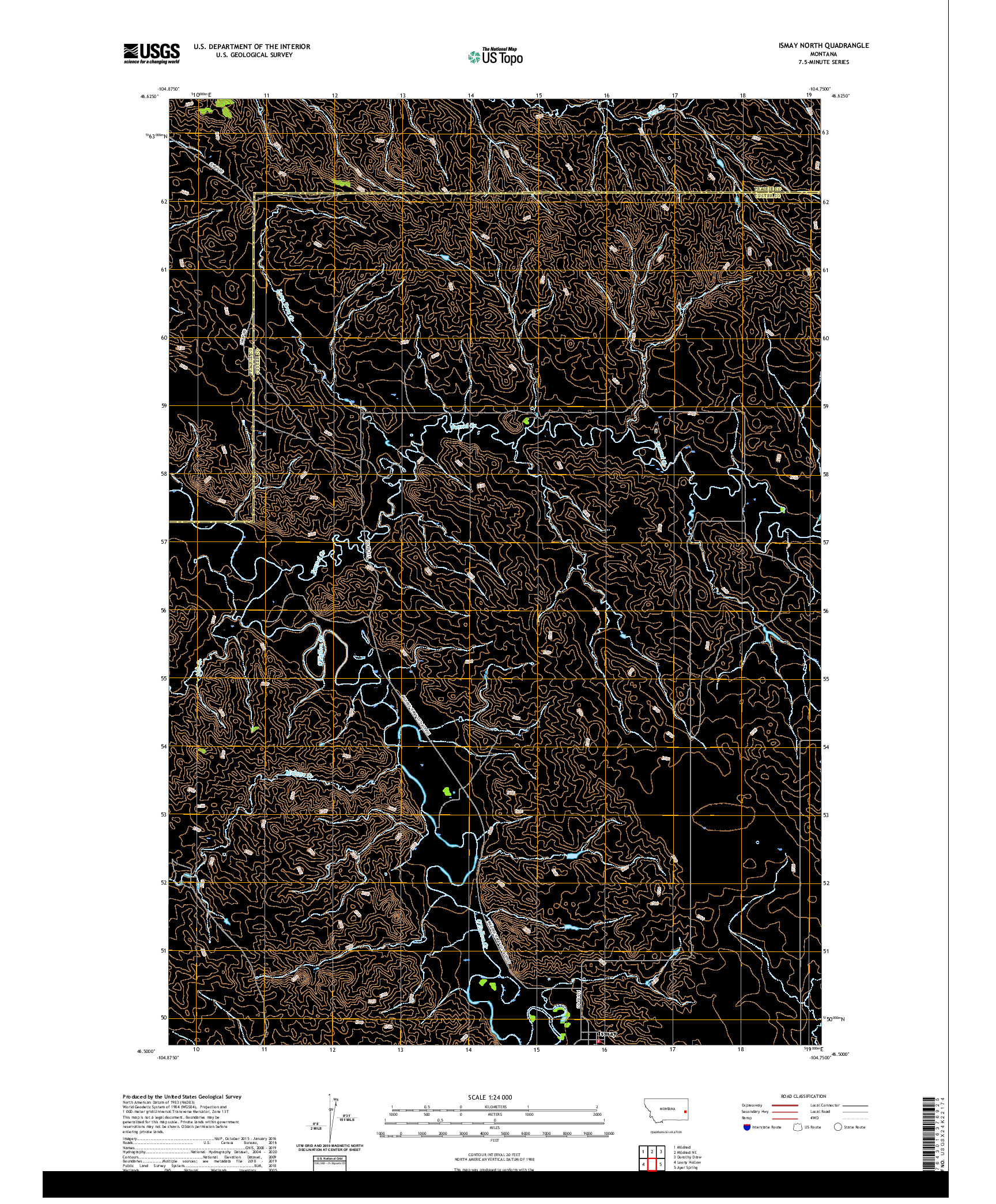USGS US TOPO 7.5-MINUTE MAP FOR ISMAY NORTH, MT 2020
