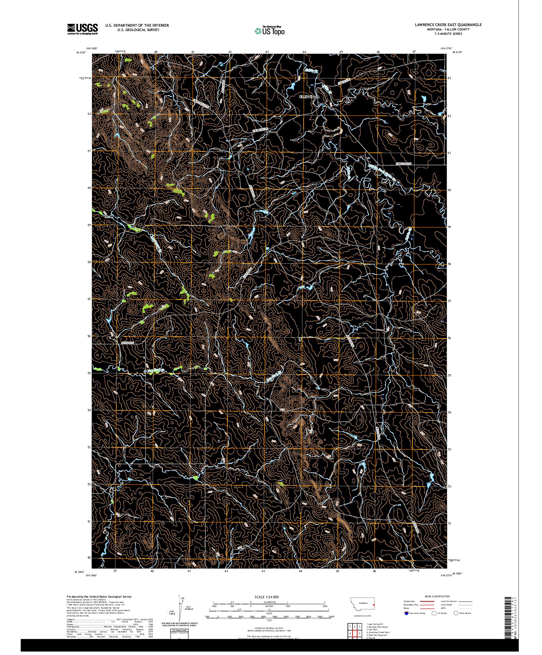 USGS US TOPO 7.5-MINUTE MAP FOR LAWRENCE CREEK EAST, MT 2020