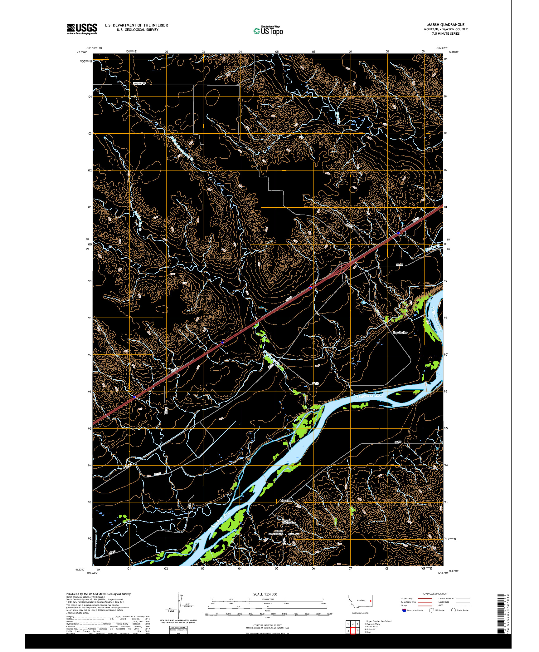 USGS US TOPO 7.5-MINUTE MAP FOR MARSH, MT 2020