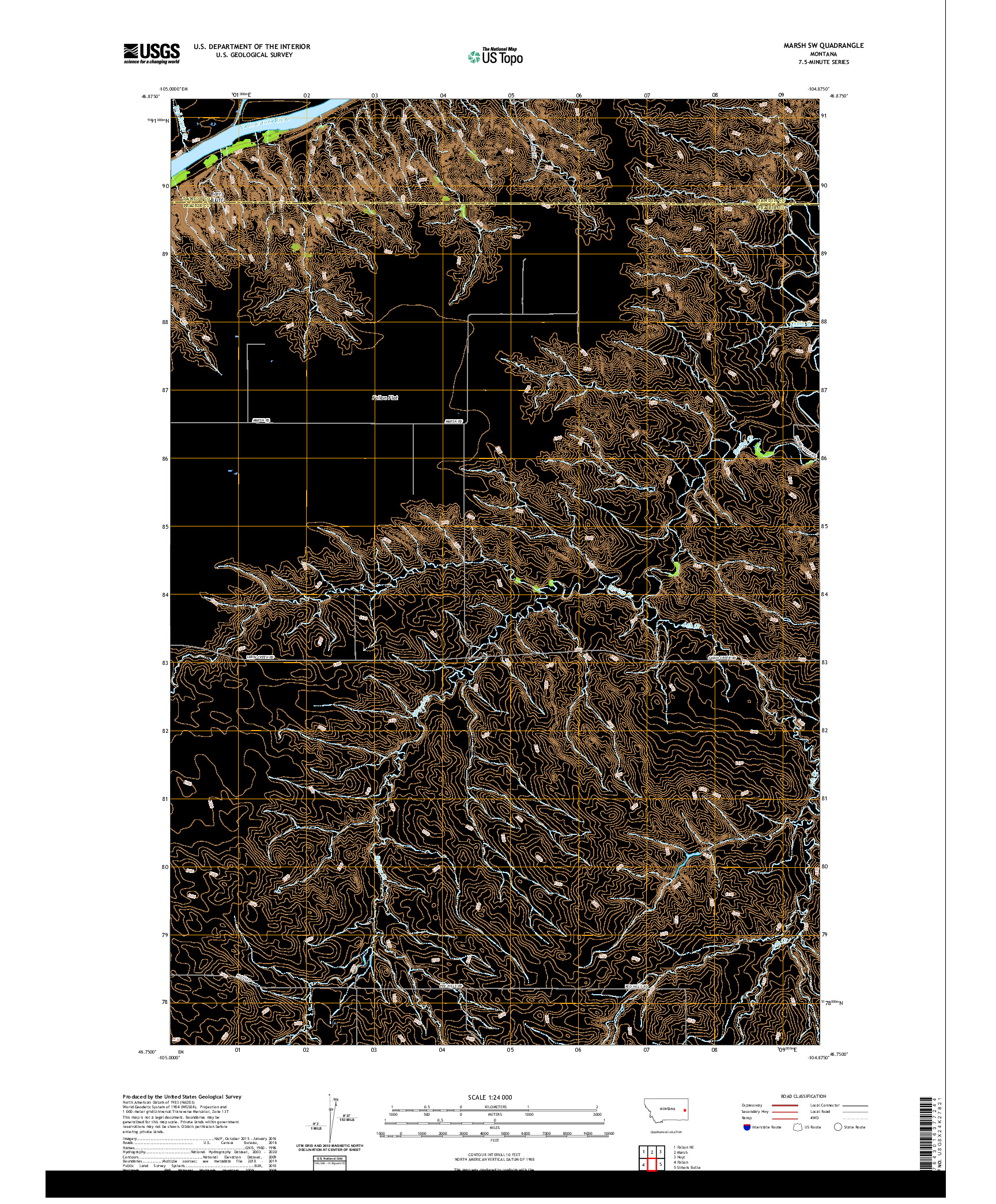 USGS US TOPO 7.5-MINUTE MAP FOR MARSH SW, MT 2020
