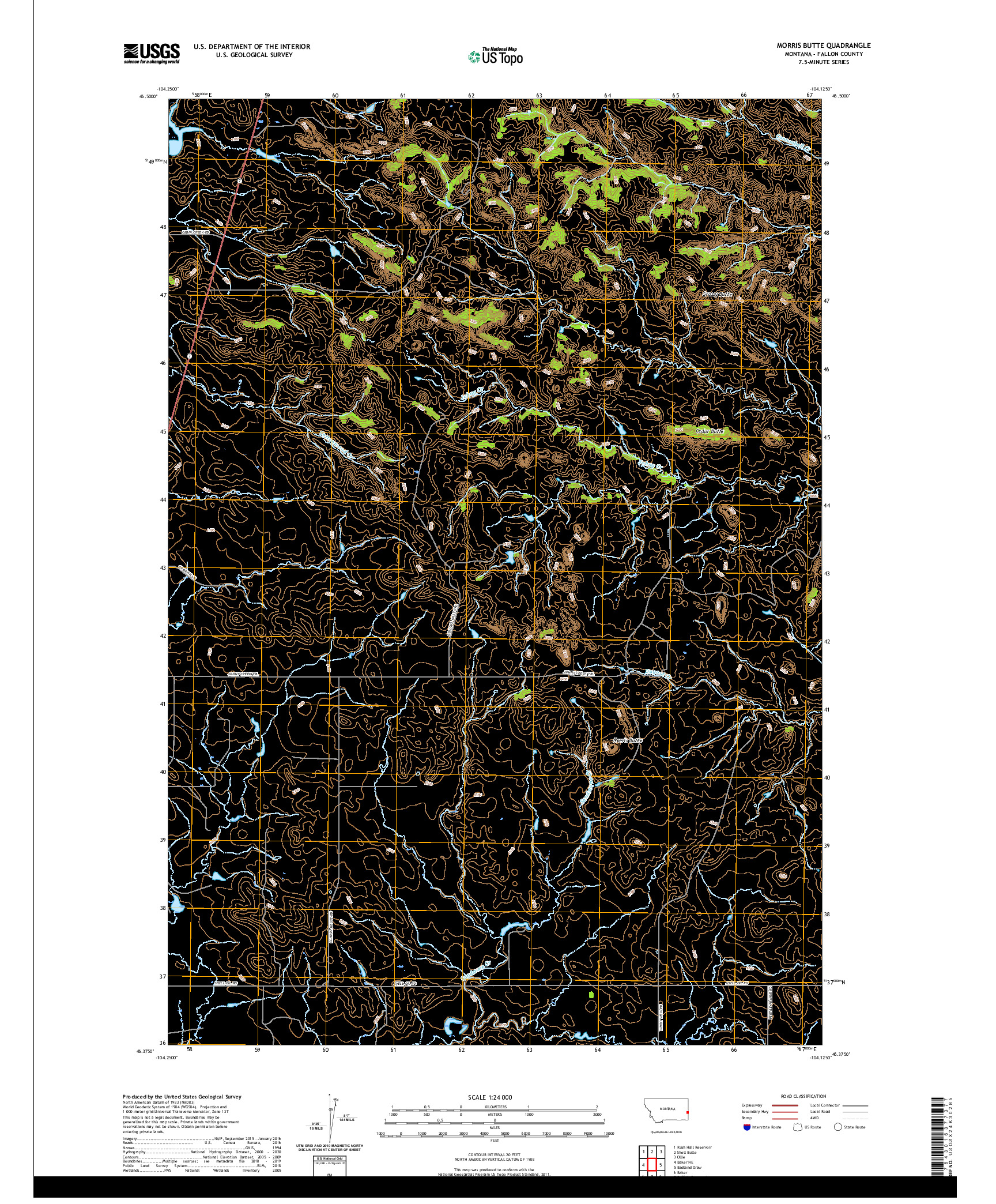 USGS US TOPO 7.5-MINUTE MAP FOR MORRIS BUTTE, MT 2020