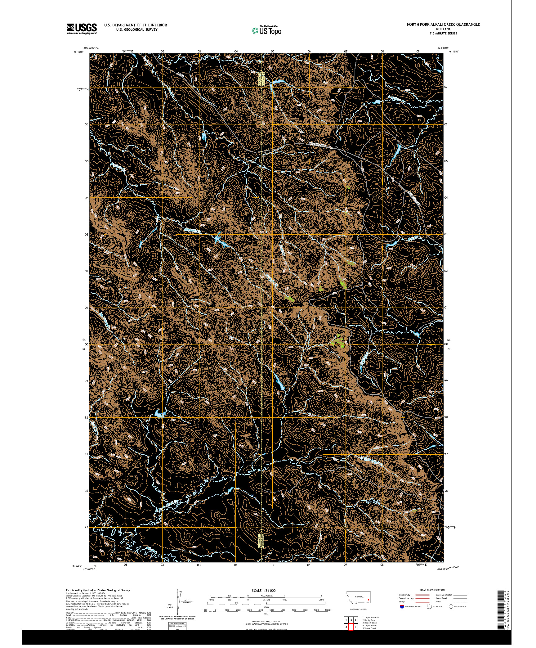 USGS US TOPO 7.5-MINUTE MAP FOR NORTH FORK ALKALI CREEK, MT 2020