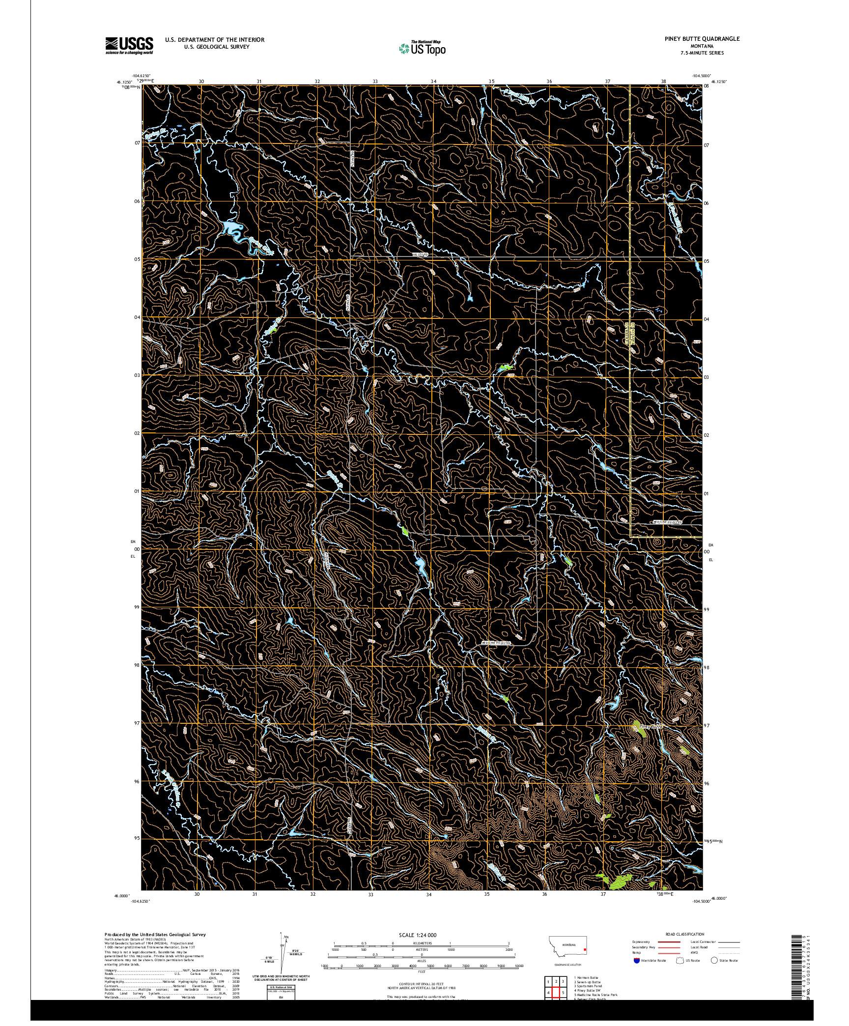 USGS US TOPO 7.5-MINUTE MAP FOR PINEY BUTTE, MT 2020