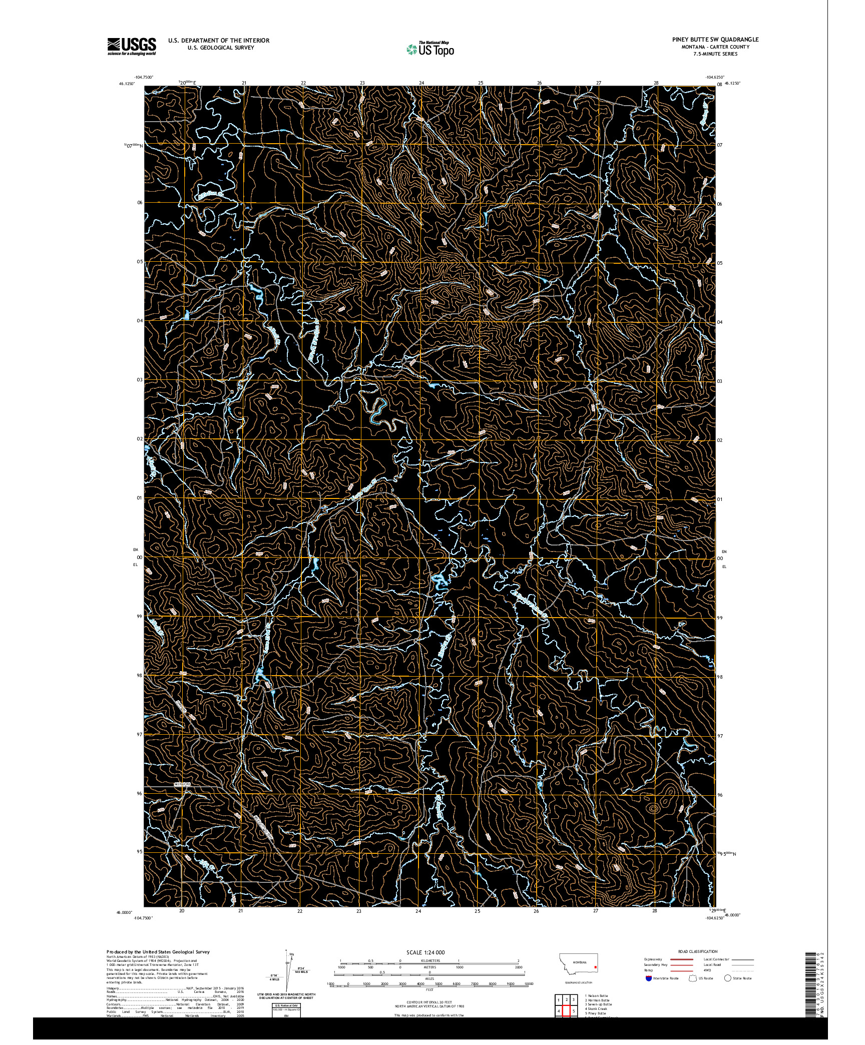 USGS US TOPO 7.5-MINUTE MAP FOR PINEY BUTTE SW, MT 2020