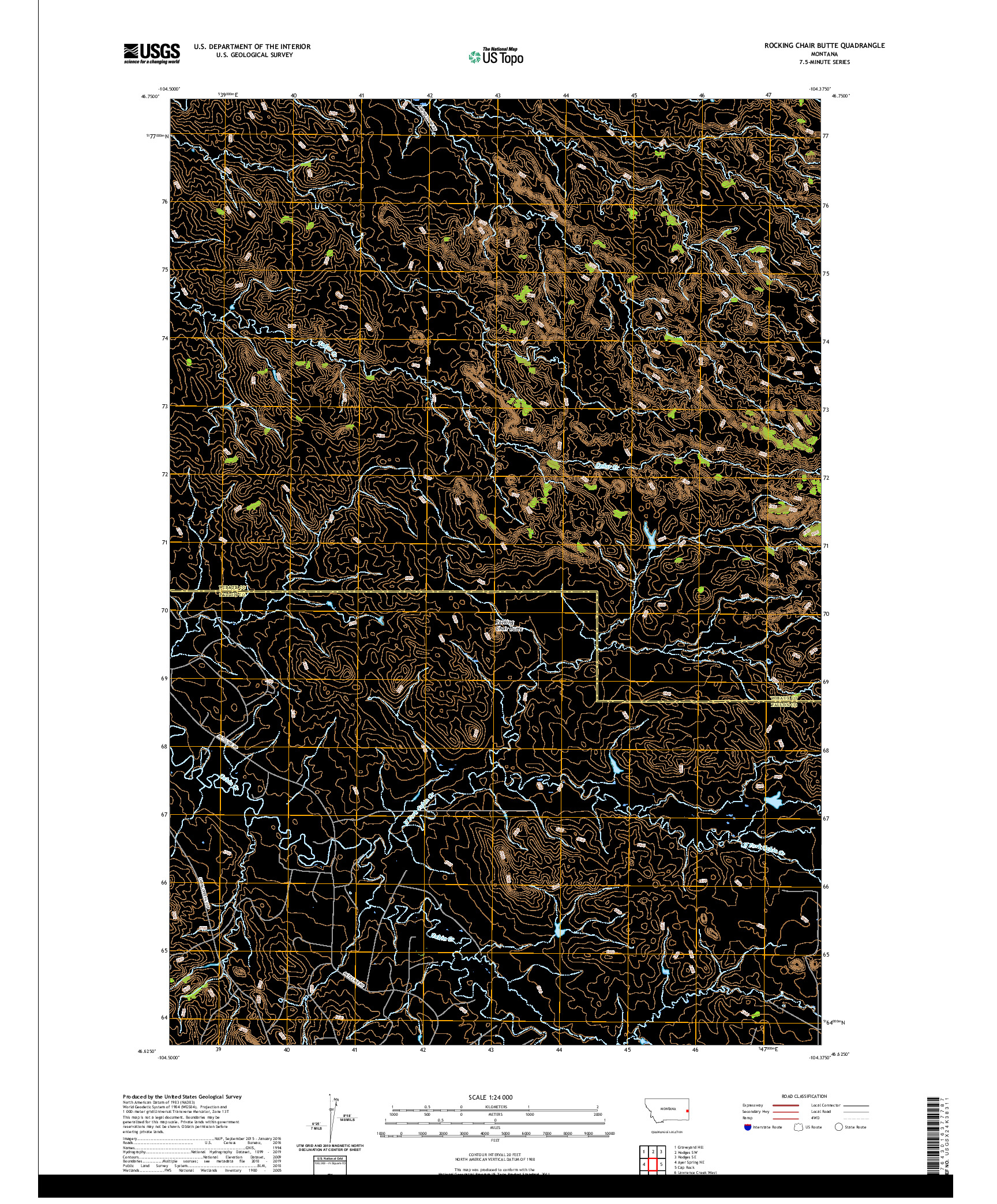 USGS US TOPO 7.5-MINUTE MAP FOR ROCKING CHAIR BUTTE, MT 2020