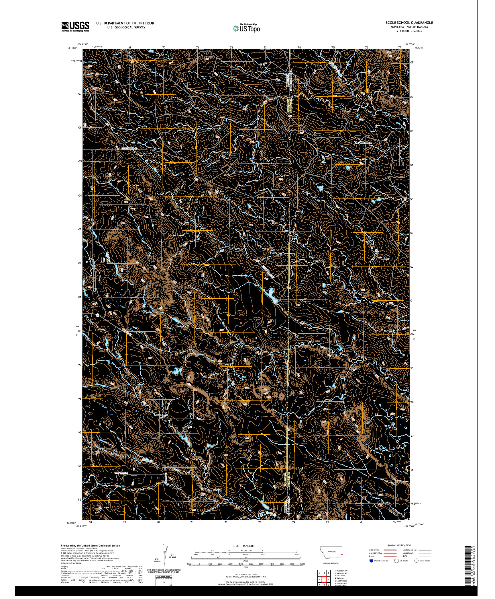 USGS US TOPO 7.5-MINUTE MAP FOR SCOLE SCHOOL, MT,ND 2020