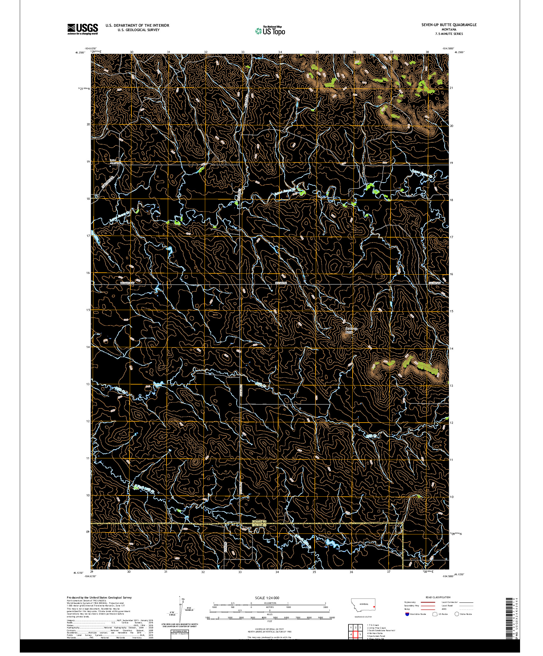 USGS US TOPO 7.5-MINUTE MAP FOR SEVEN-UP BUTTE, MT 2020