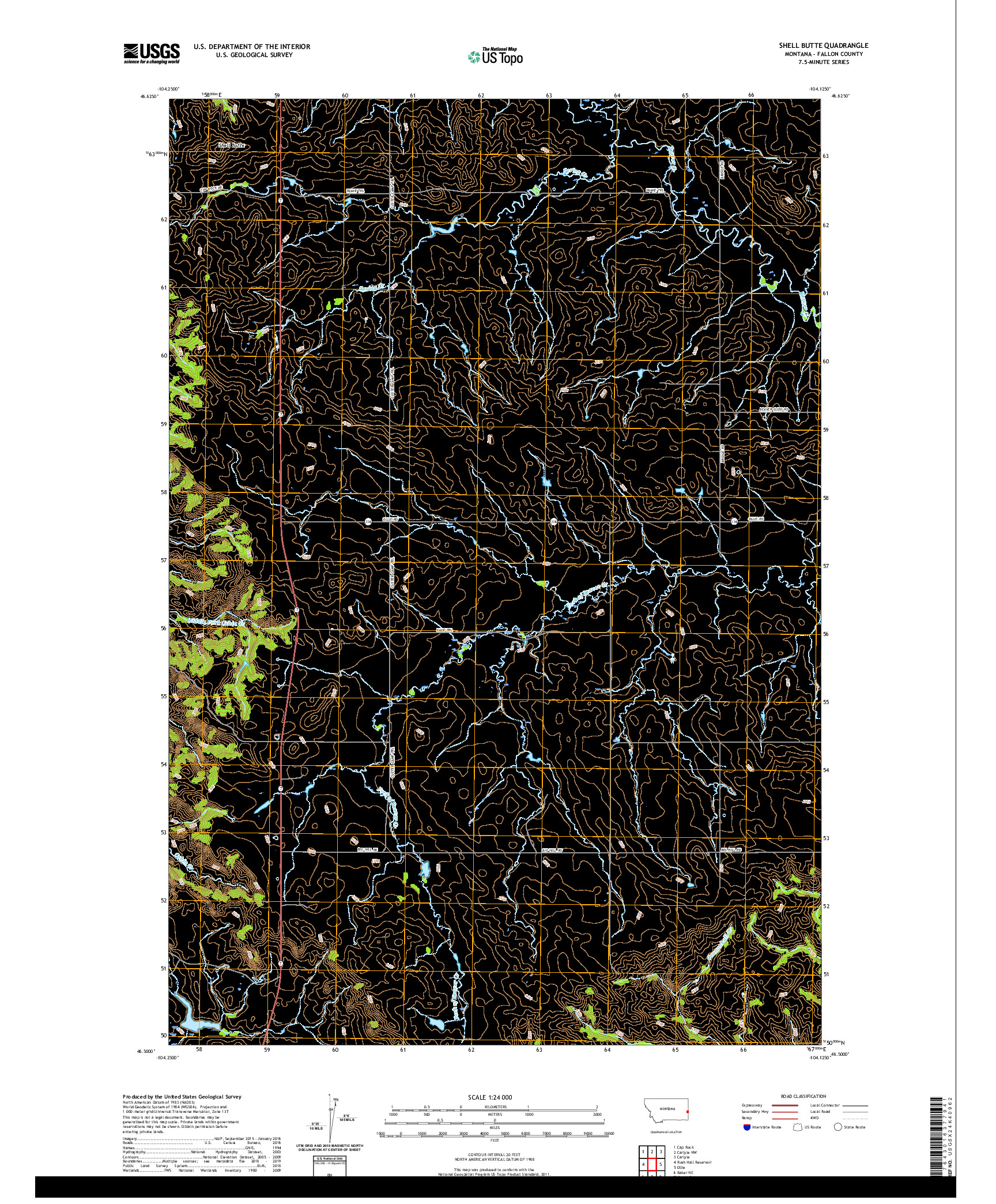 USGS US TOPO 7.5-MINUTE MAP FOR SHELL BUTTE, MT 2020