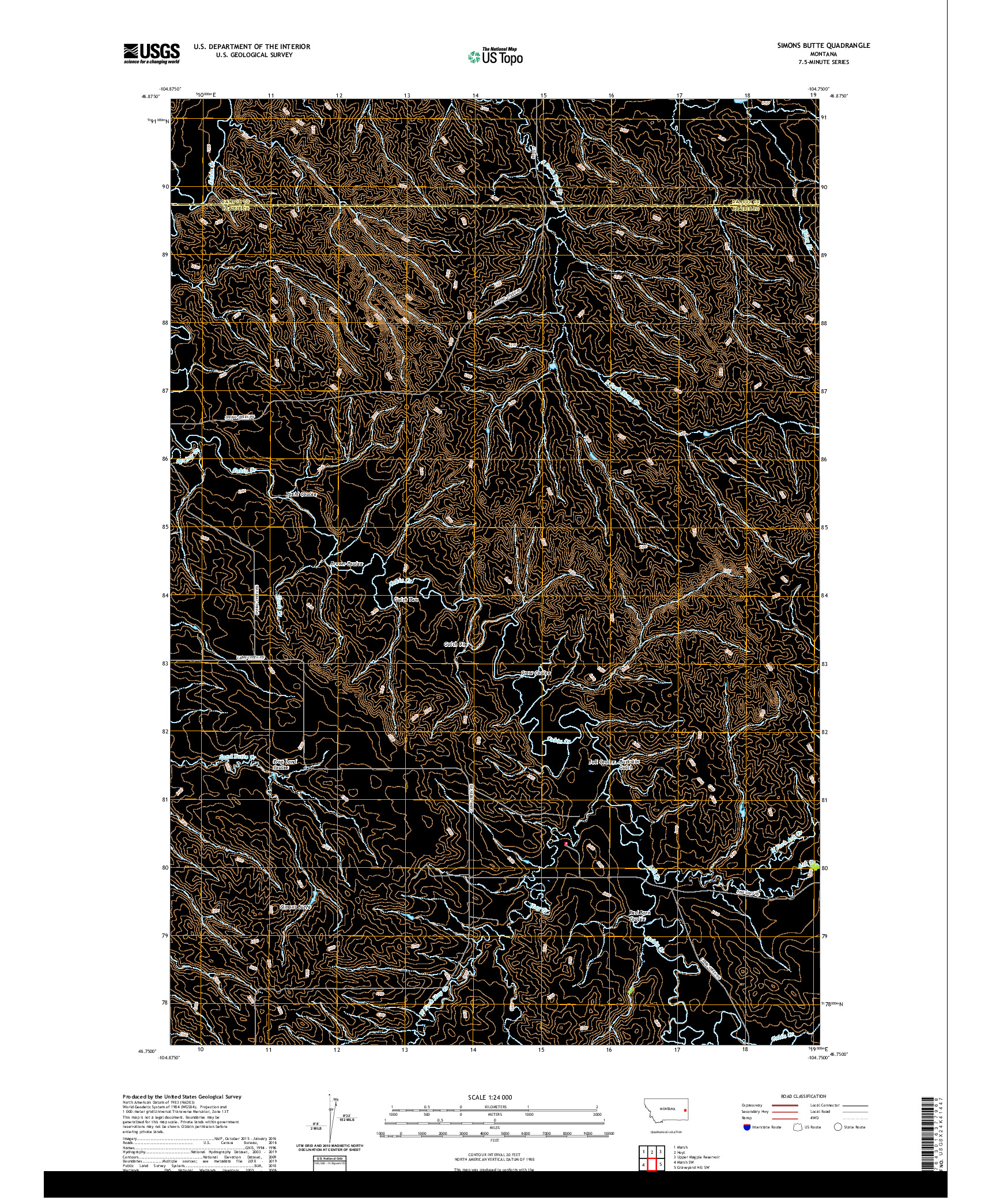 USGS US TOPO 7.5-MINUTE MAP FOR SIMONS BUTTE, MT 2020