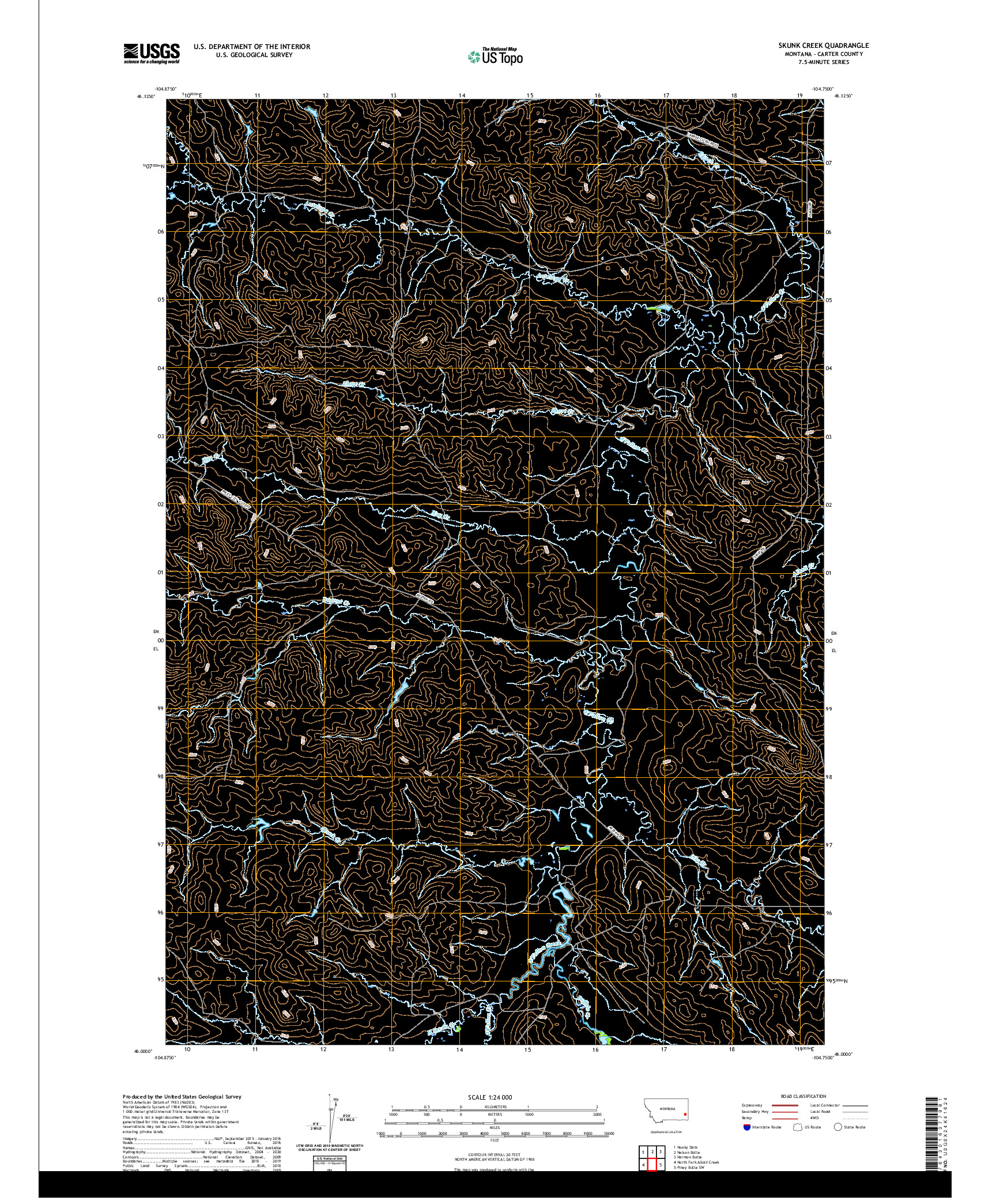 USGS US TOPO 7.5-MINUTE MAP FOR SKUNK CREEK, MT 2020