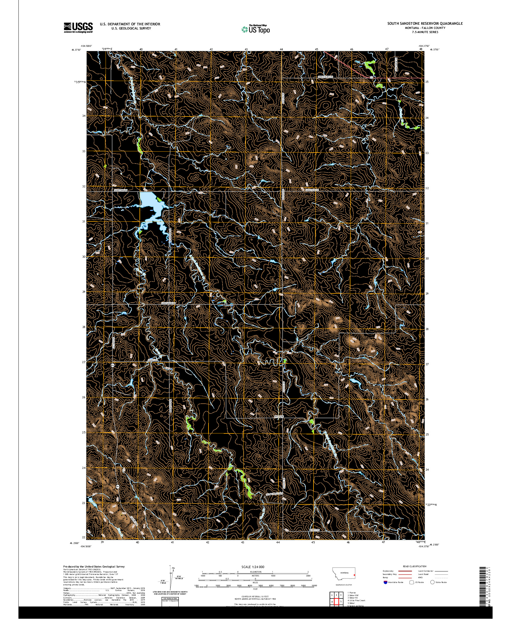 USGS US TOPO 7.5-MINUTE MAP FOR SOUTH SANDSTONE RESERVOIR, MT 2020