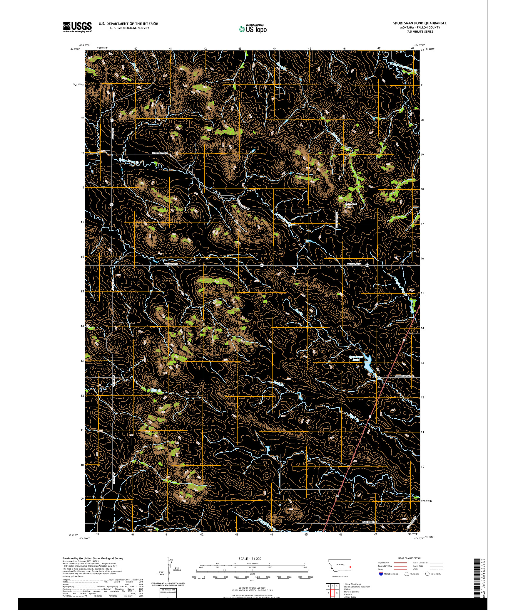 USGS US TOPO 7.5-MINUTE MAP FOR SPORTSMAN POND, MT 2020