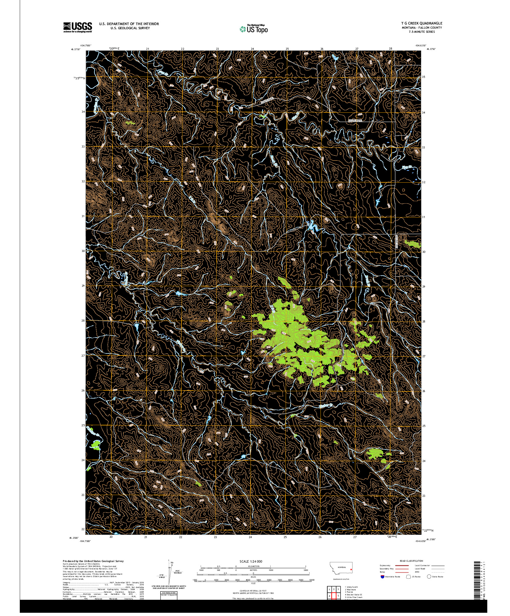 USGS US TOPO 7.5-MINUTE MAP FOR T G CREEK, MT 2020