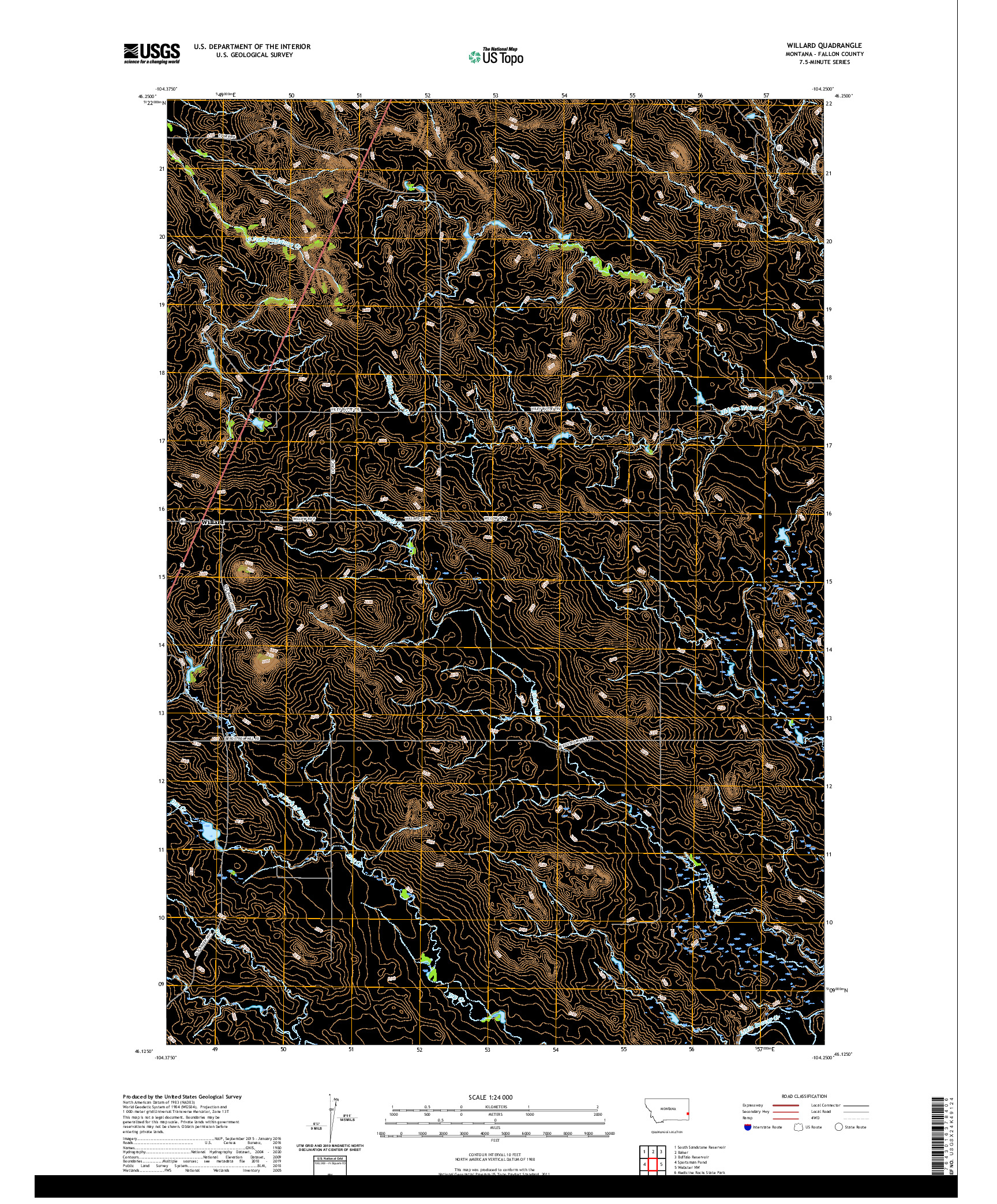 USGS US TOPO 7.5-MINUTE MAP FOR WILLARD, MT 2020