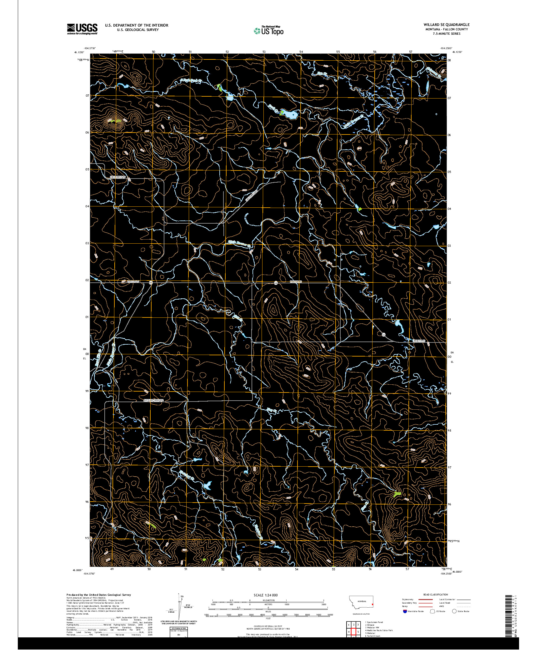 USGS US TOPO 7.5-MINUTE MAP FOR WILLARD SE, MT 2020