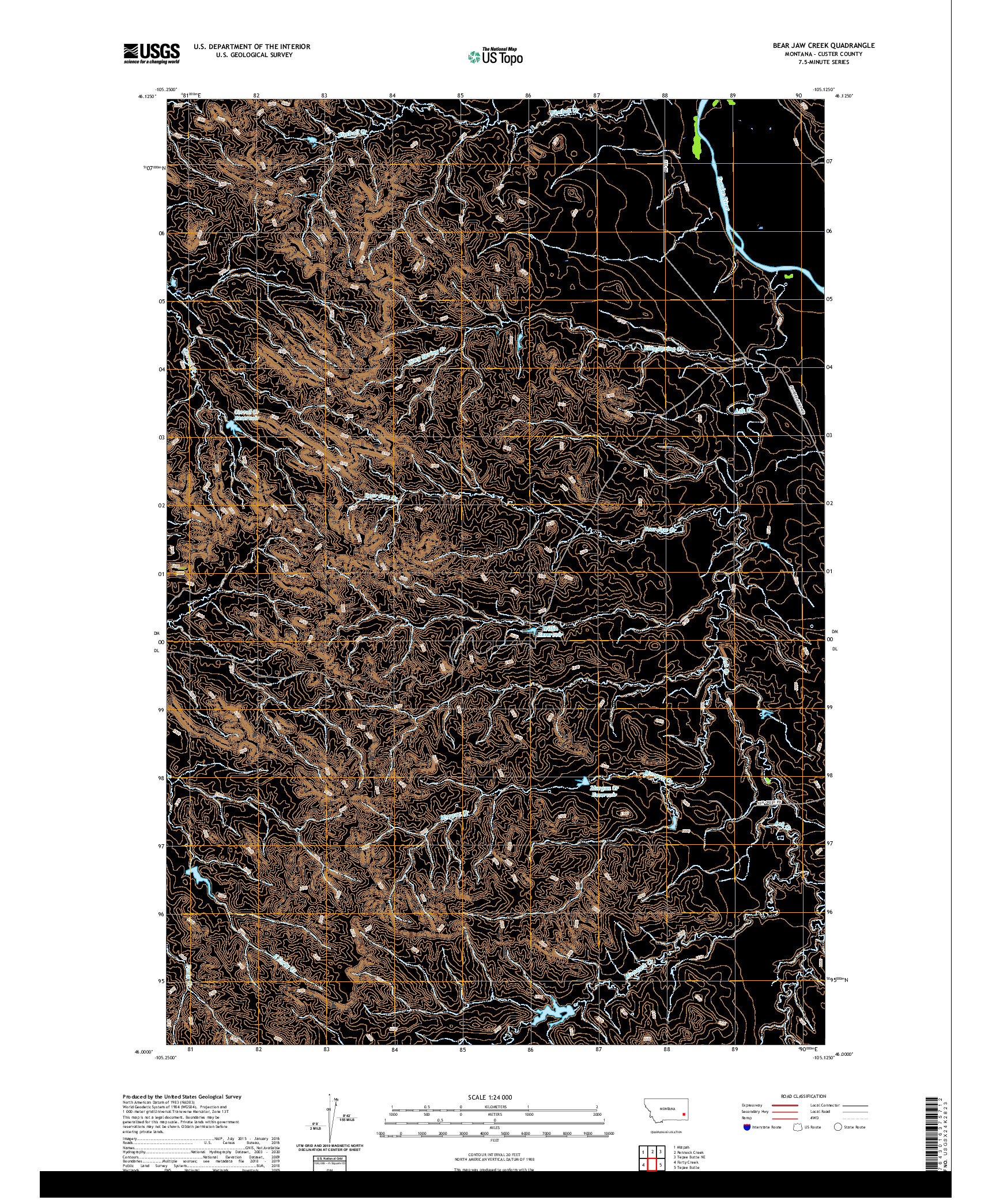 USGS US TOPO 7.5-MINUTE MAP FOR BEAR JAW CREEK, MT 2020