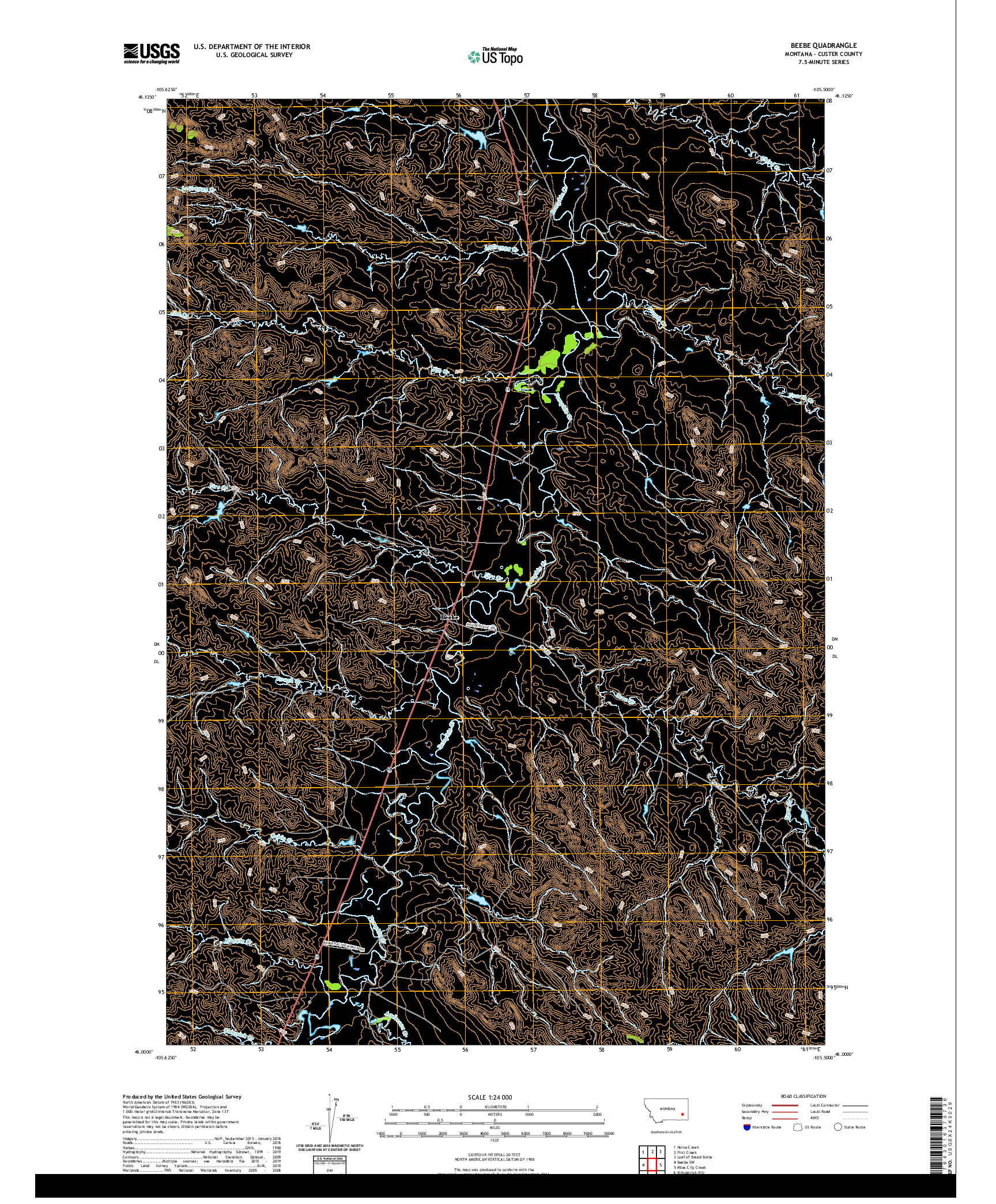 USGS US TOPO 7.5-MINUTE MAP FOR BEEBE, MT 2020