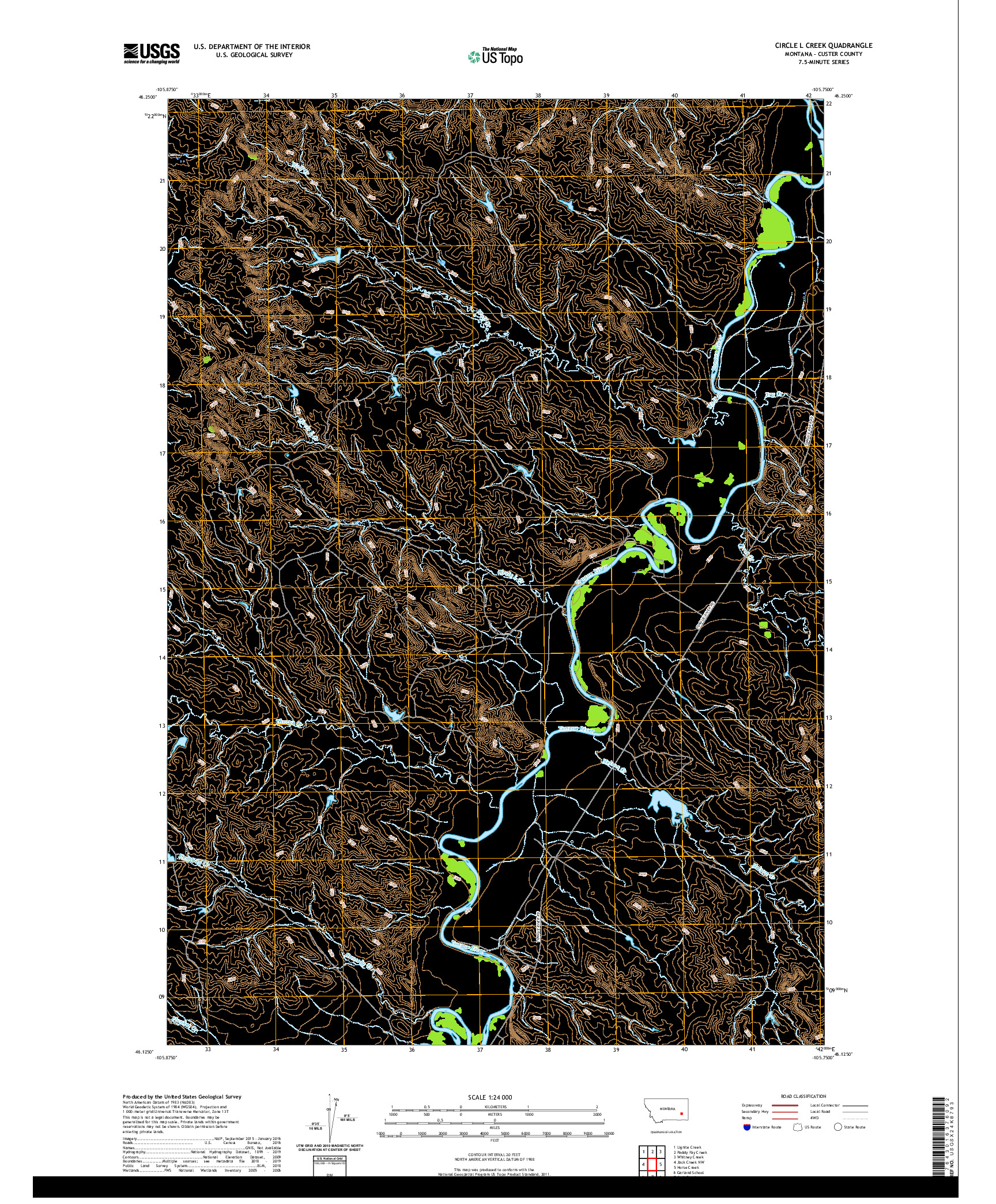 USGS US TOPO 7.5-MINUTE MAP FOR CIRCLE L CREEK, MT 2020
