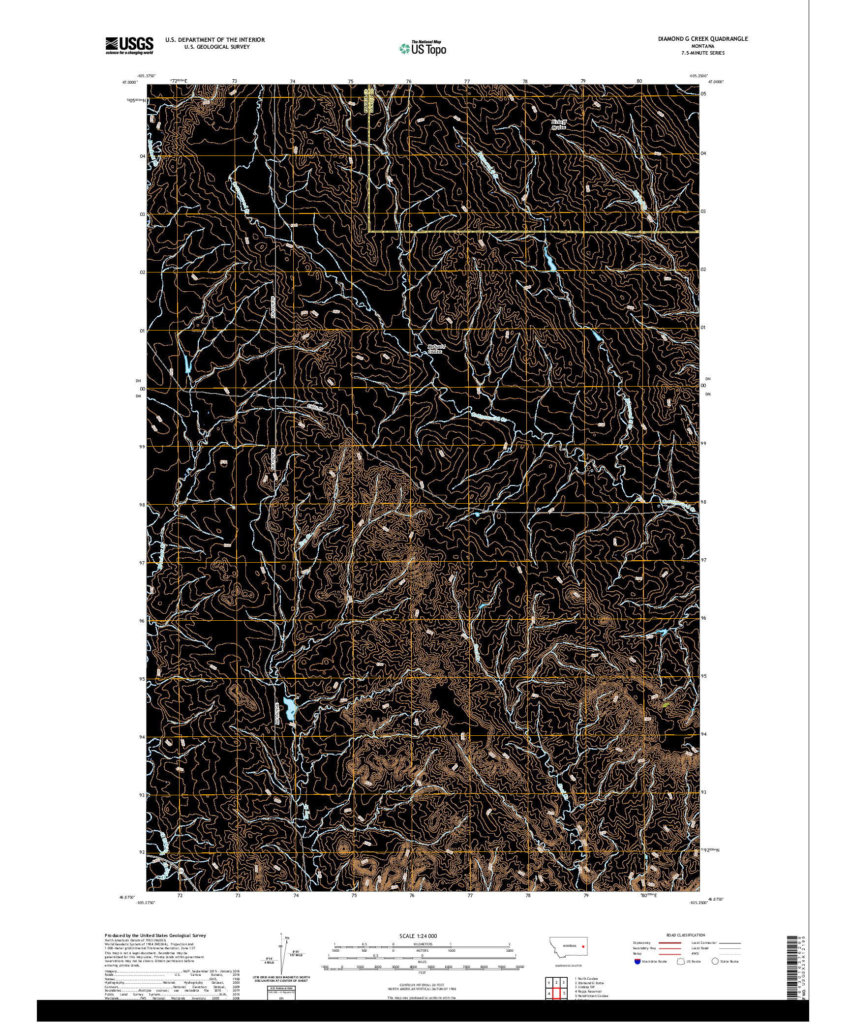 USGS US TOPO 7.5-MINUTE MAP FOR DIAMOND G CREEK, MT 2020
