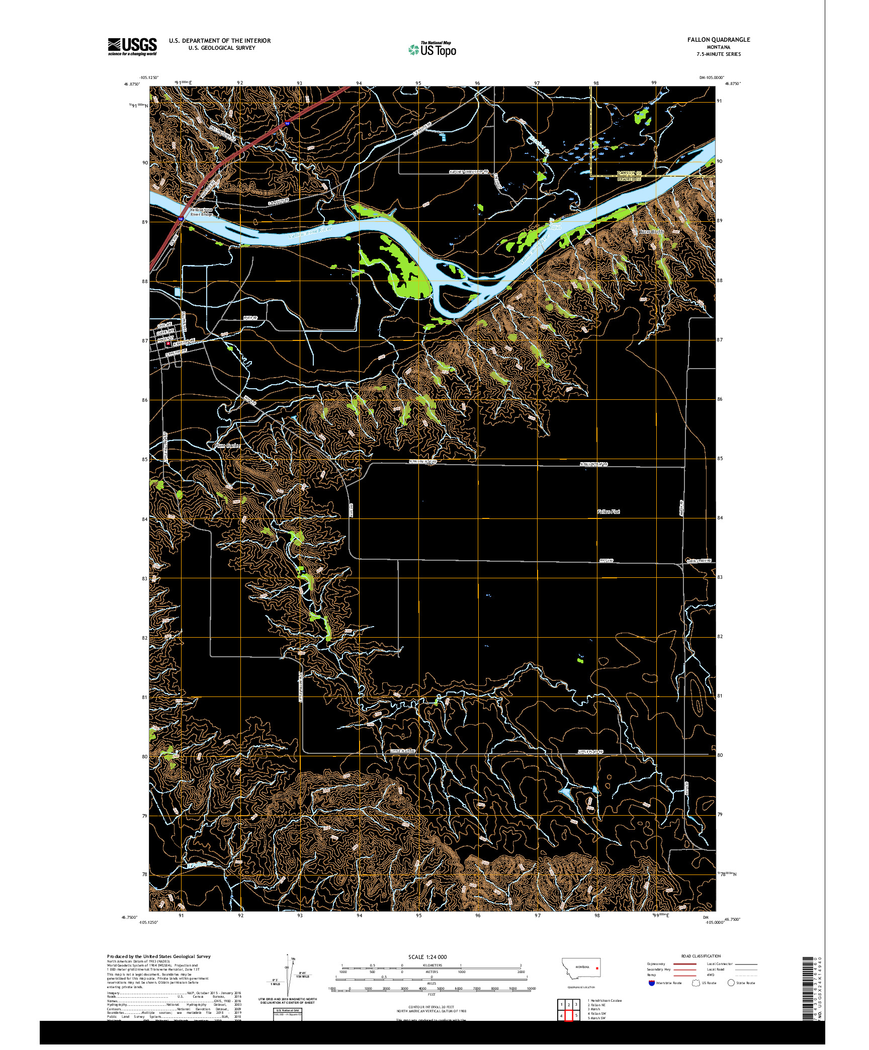 USGS US TOPO 7.5-MINUTE MAP FOR FALLON, MT 2020